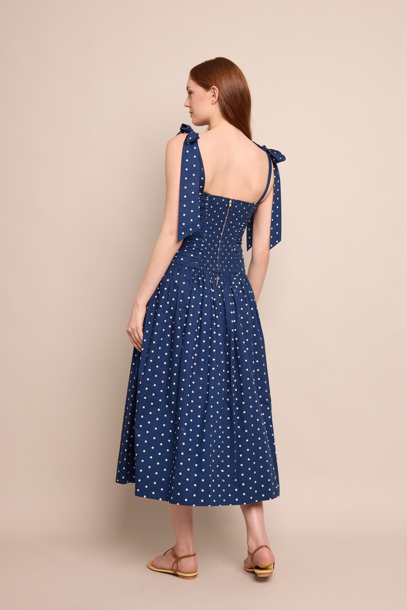 Rahi Midi Dress Ruched, Tied, and Dotted for Days 4