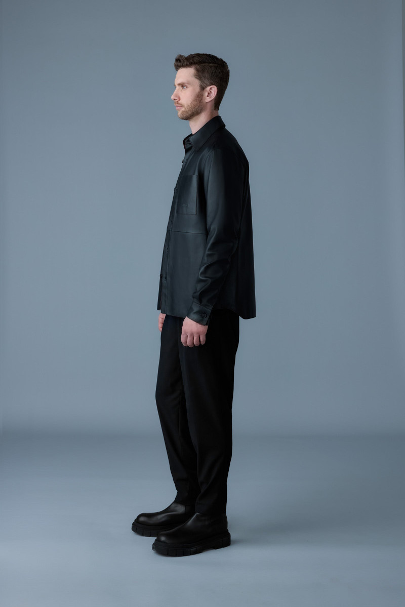 REMINGTON Two-tone colored leather overshirt 4