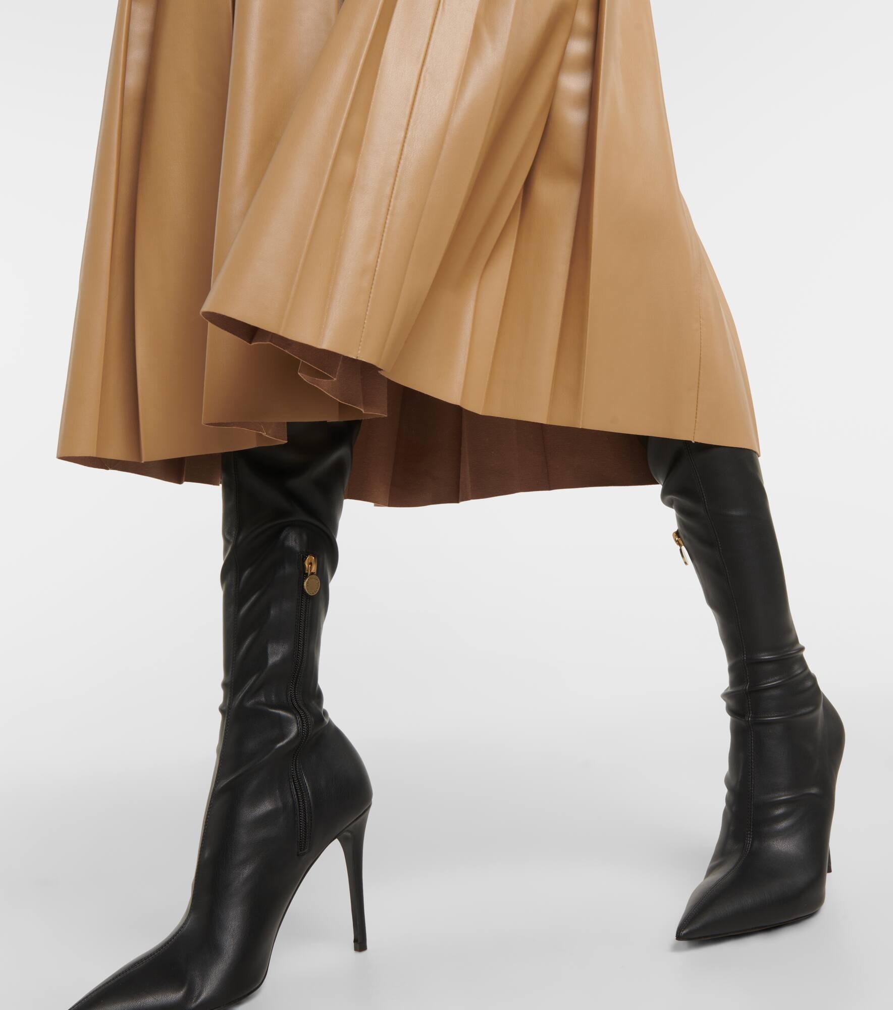 Herson pleated faux leather midi skirt - 5