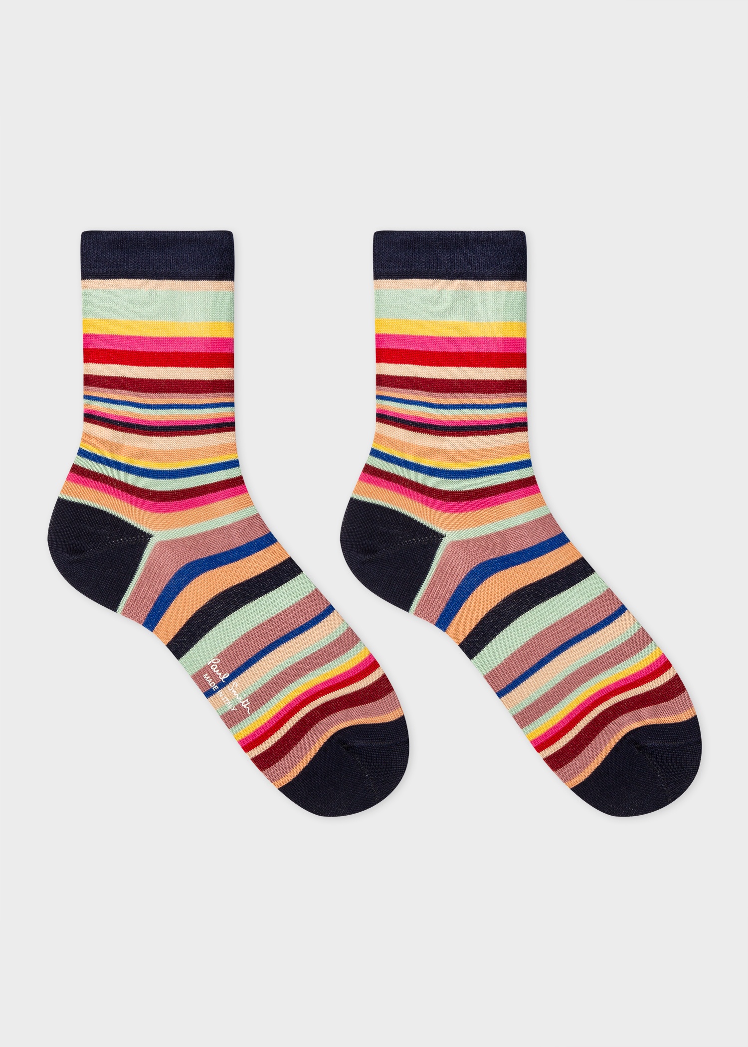 Women's Navy Cotton 'Swirl Stripe' Socks - 2