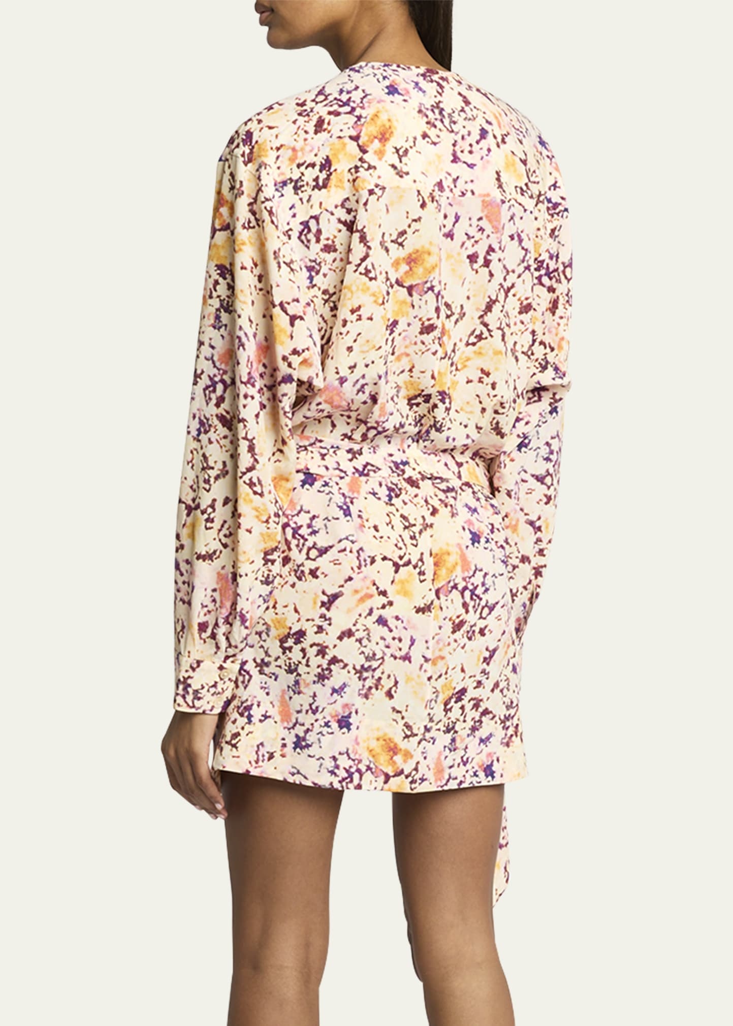 Habla Floral Print Silk Wrap Dress - 3