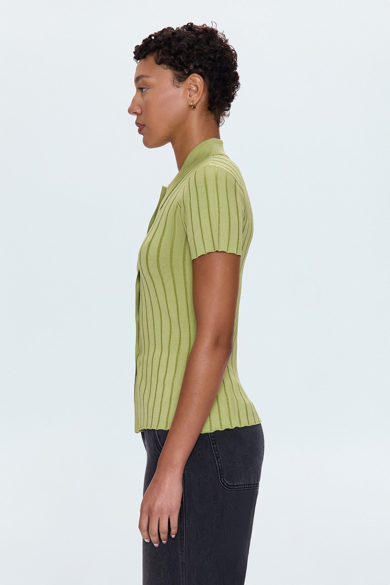 DOMINIQUE RIBBED CARDIGAN - SOFT LIME 5