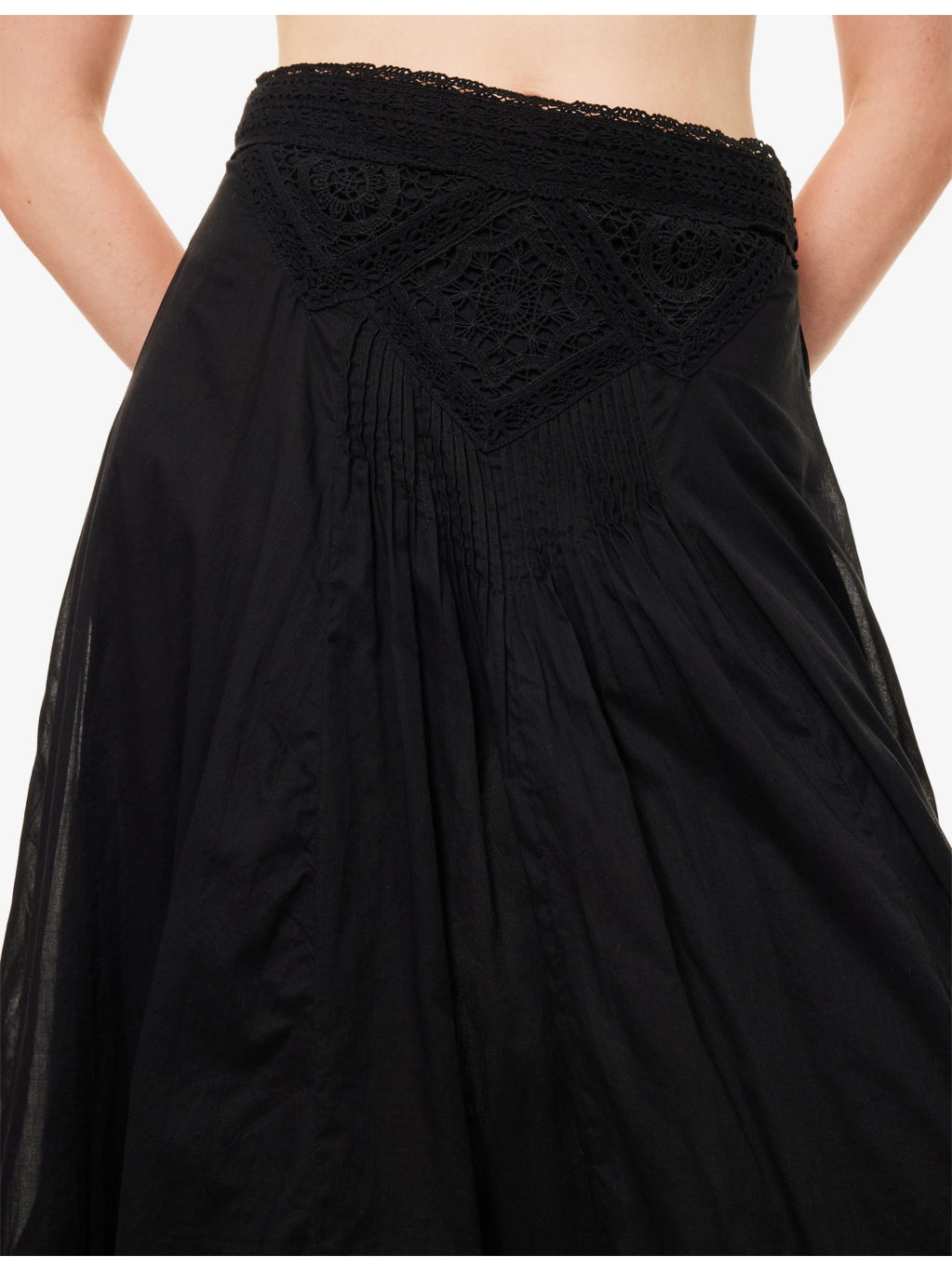 Garliana Lace-Trim Cotton Midi Skirt - 5