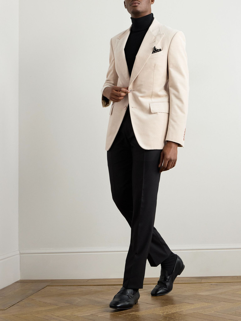 TOM FORD Shelton Slim-Fit Cotton-Velvet Blazer Ivory outlook