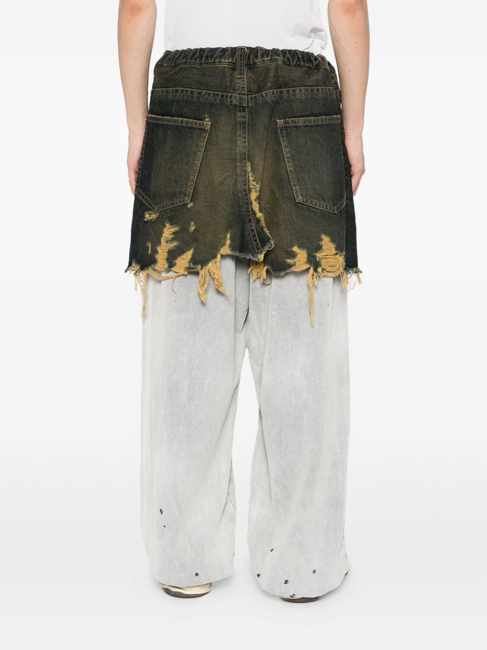distressed cotton trouser-skirt - 4