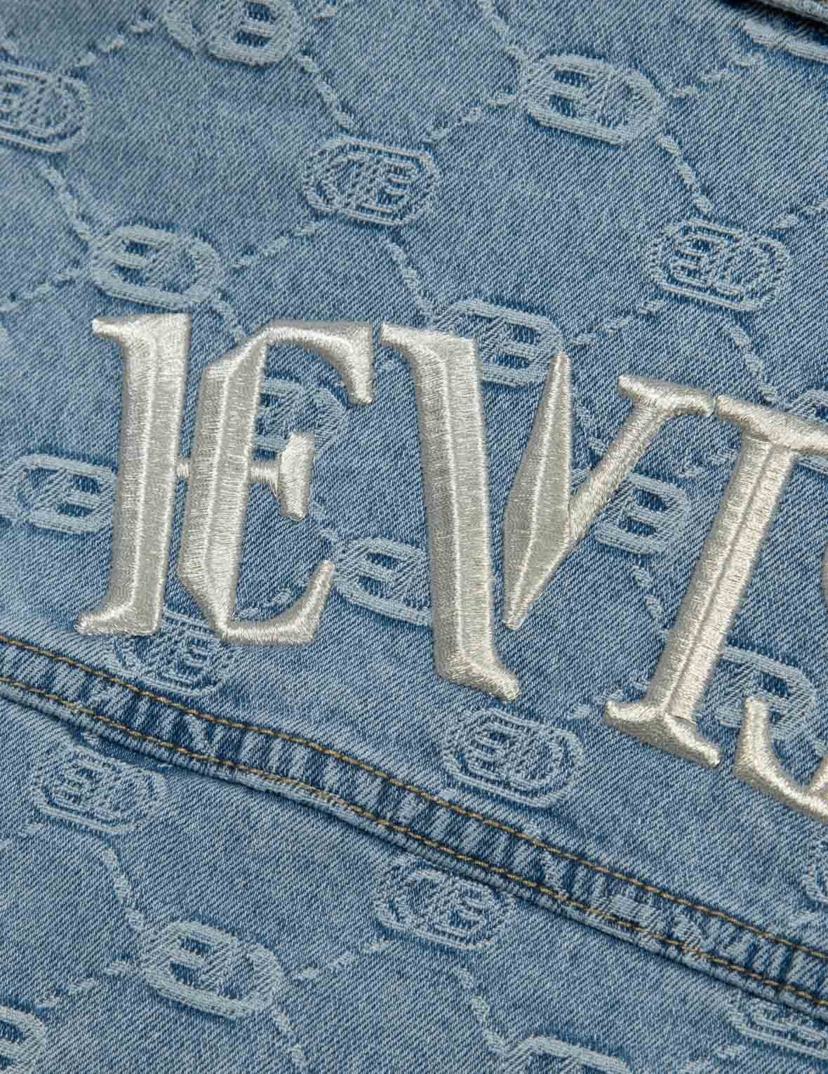 ALLOVER LOGO AND SEAGULL EMBROIDERY LOOSE FIT DENIM JACKET - 7