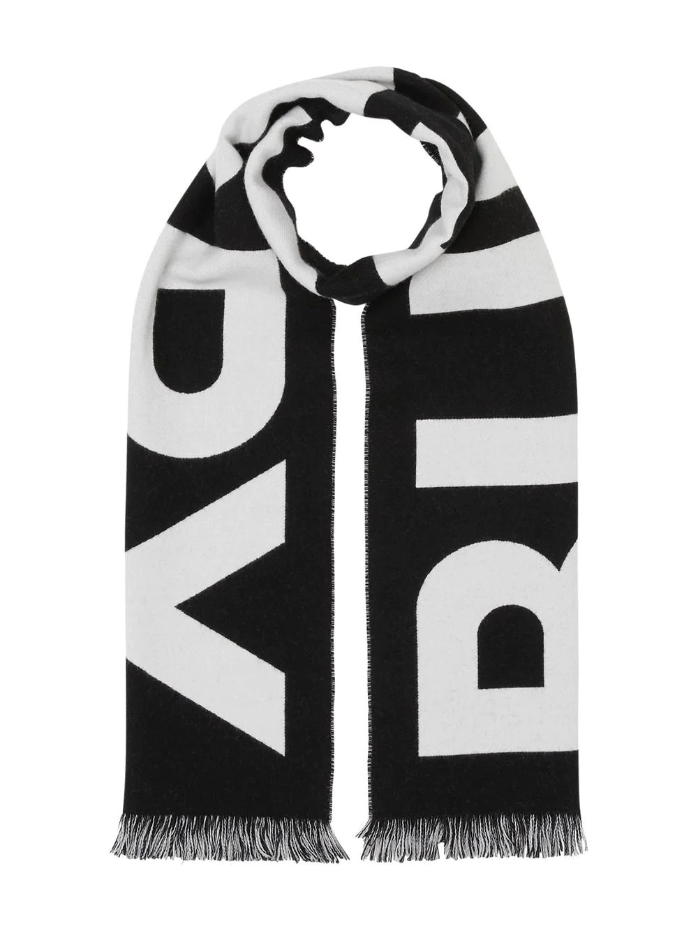 logo-jacquard wool scarf - 5