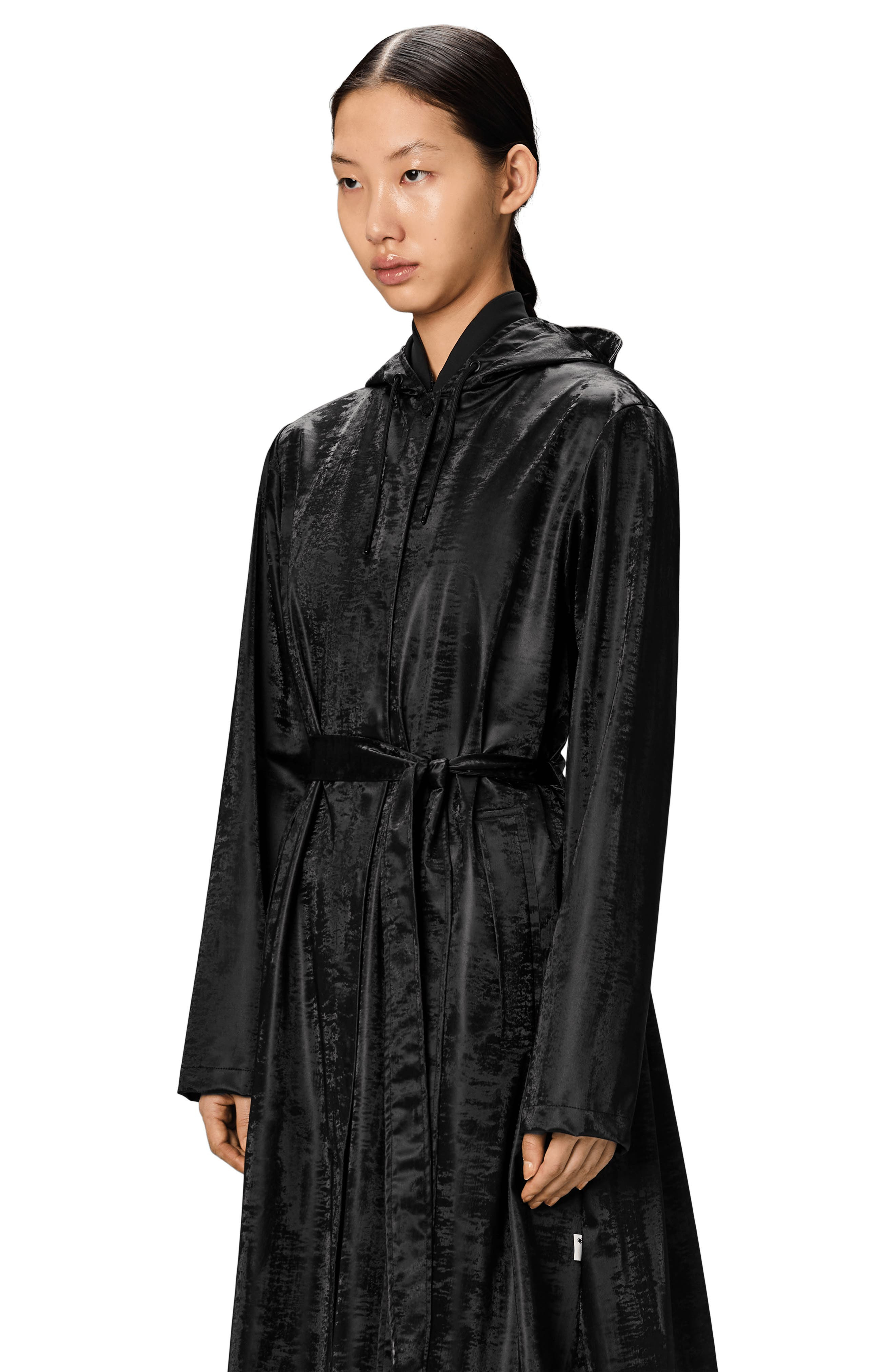 Rains Waterproof A-Line Long Raincoat in Coal at Nordstrom - 3