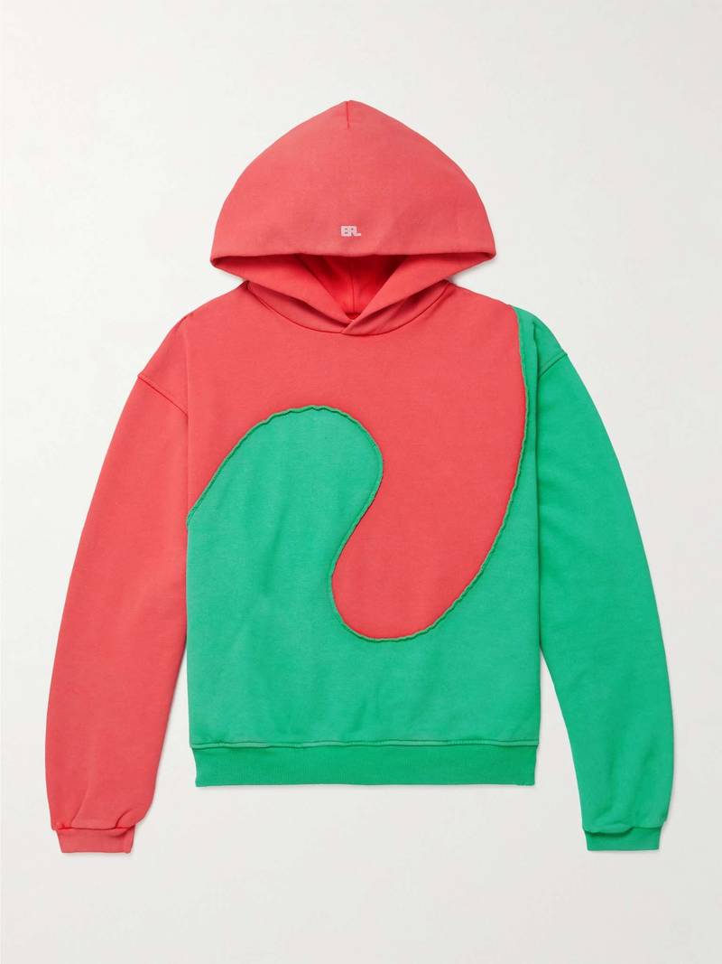 Two-Tone Panelled Cotton-Blend Jersey Hoodie 1