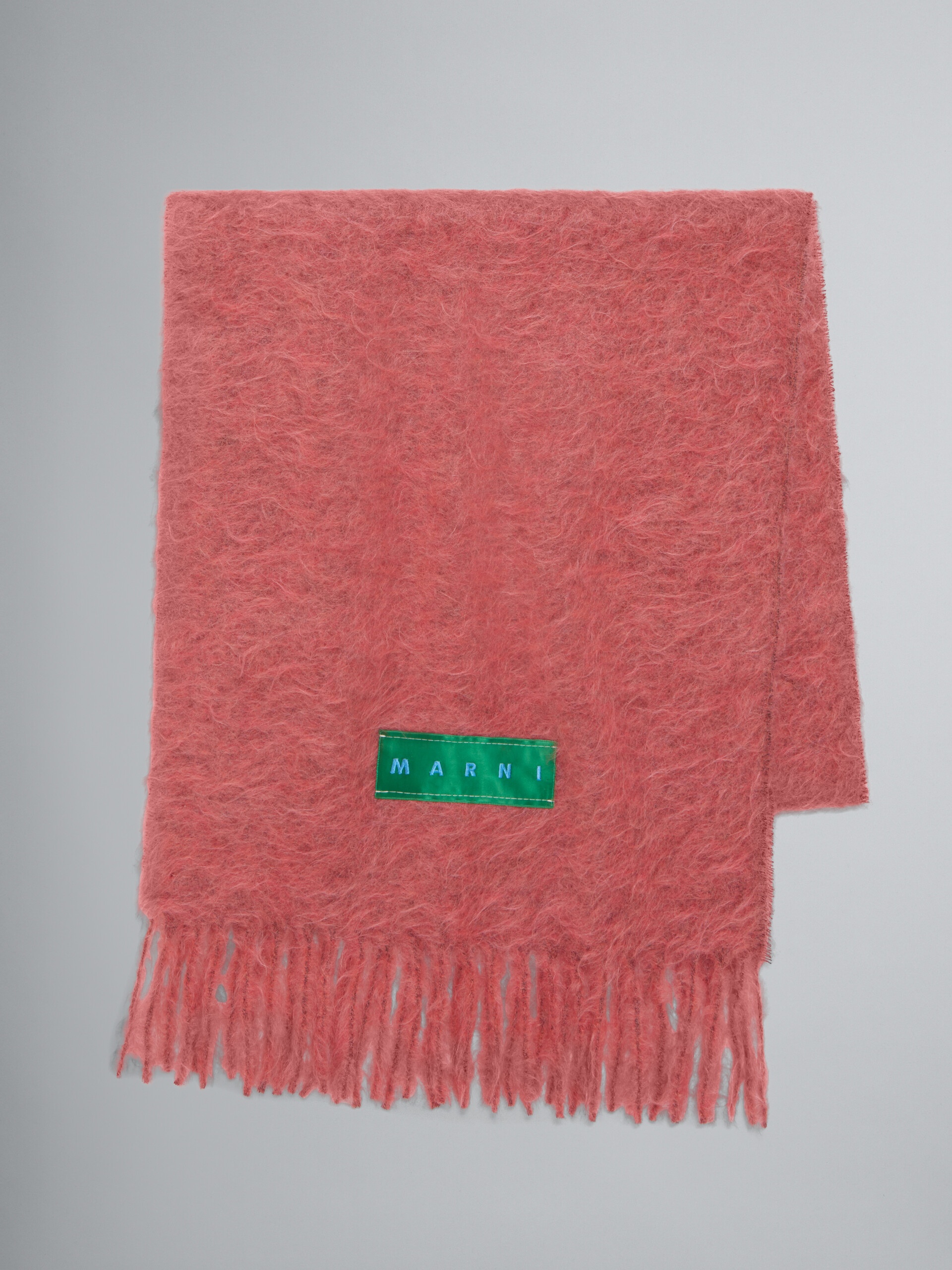 PINK ALPACA AND MOHAIR SCARF WITH FRINGES - 1