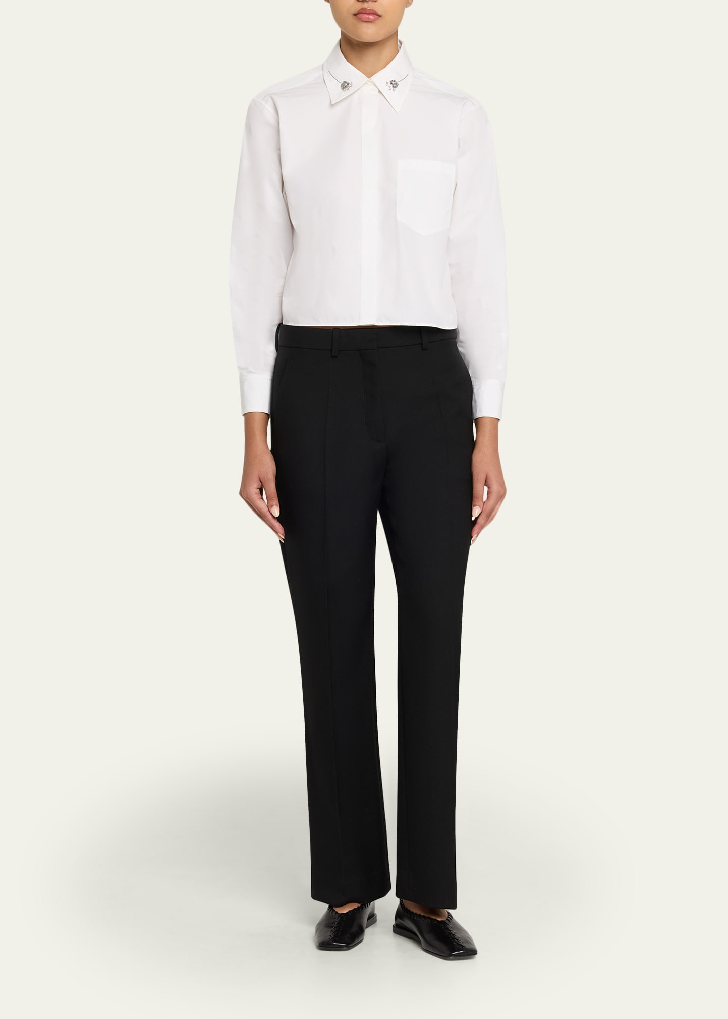 Long-Sleeve Shirt with Embellished Collar - 2