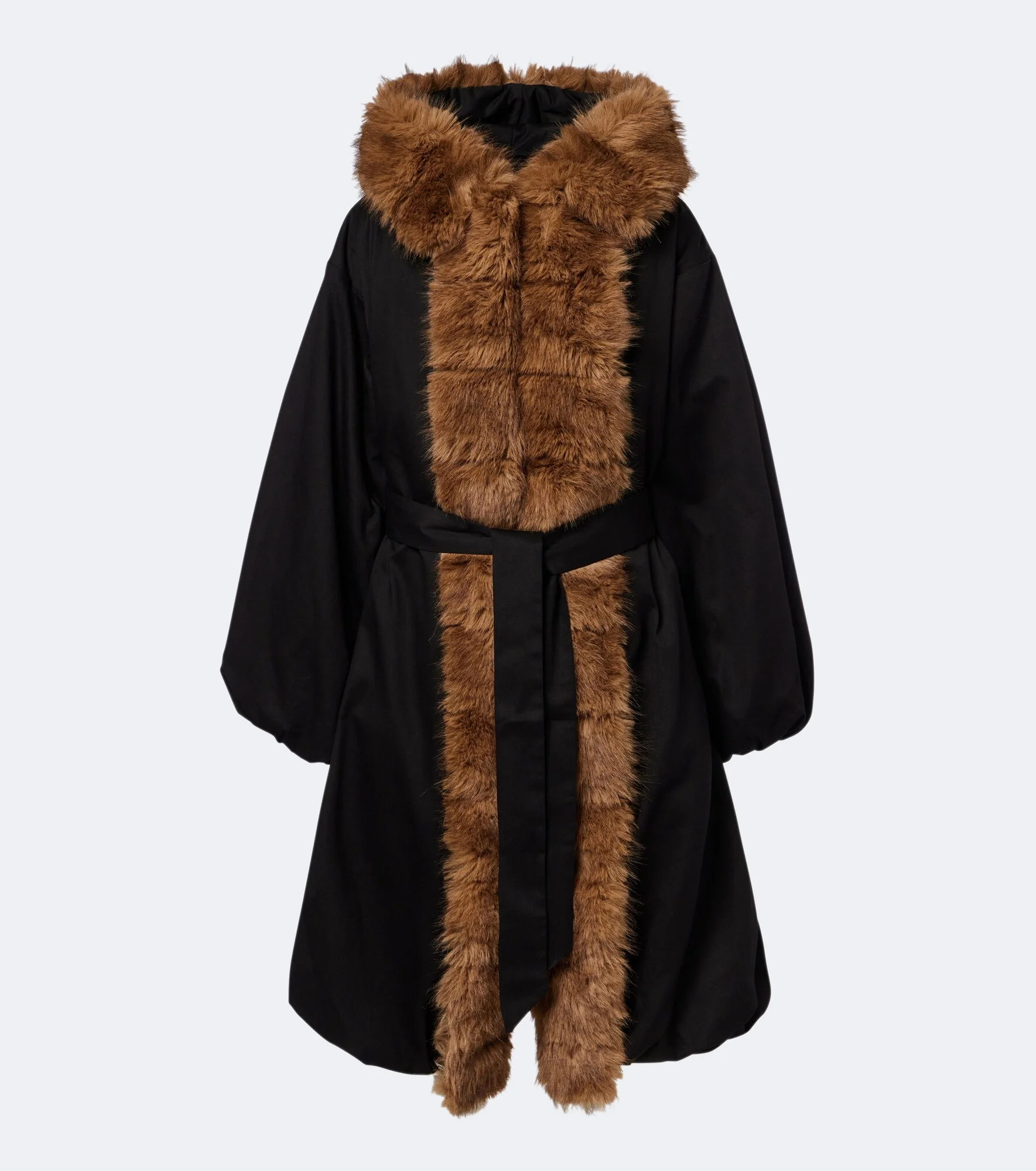 Teddy-trimmed hooded coat - 1