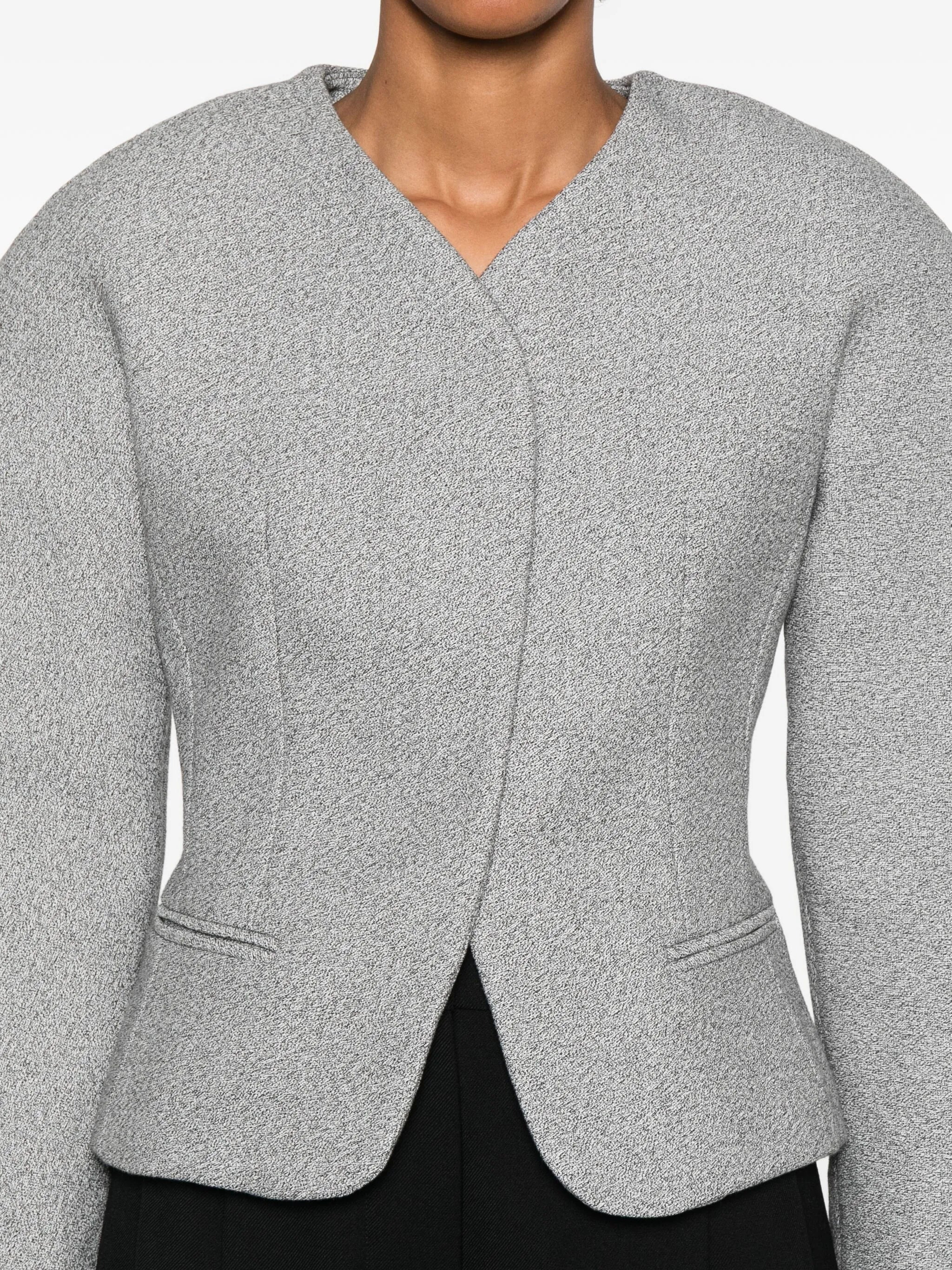 textured-fabric fitted jacket - 5