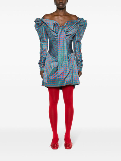 Vivienne Westwood tartan-check off-shoulder minidress outlook