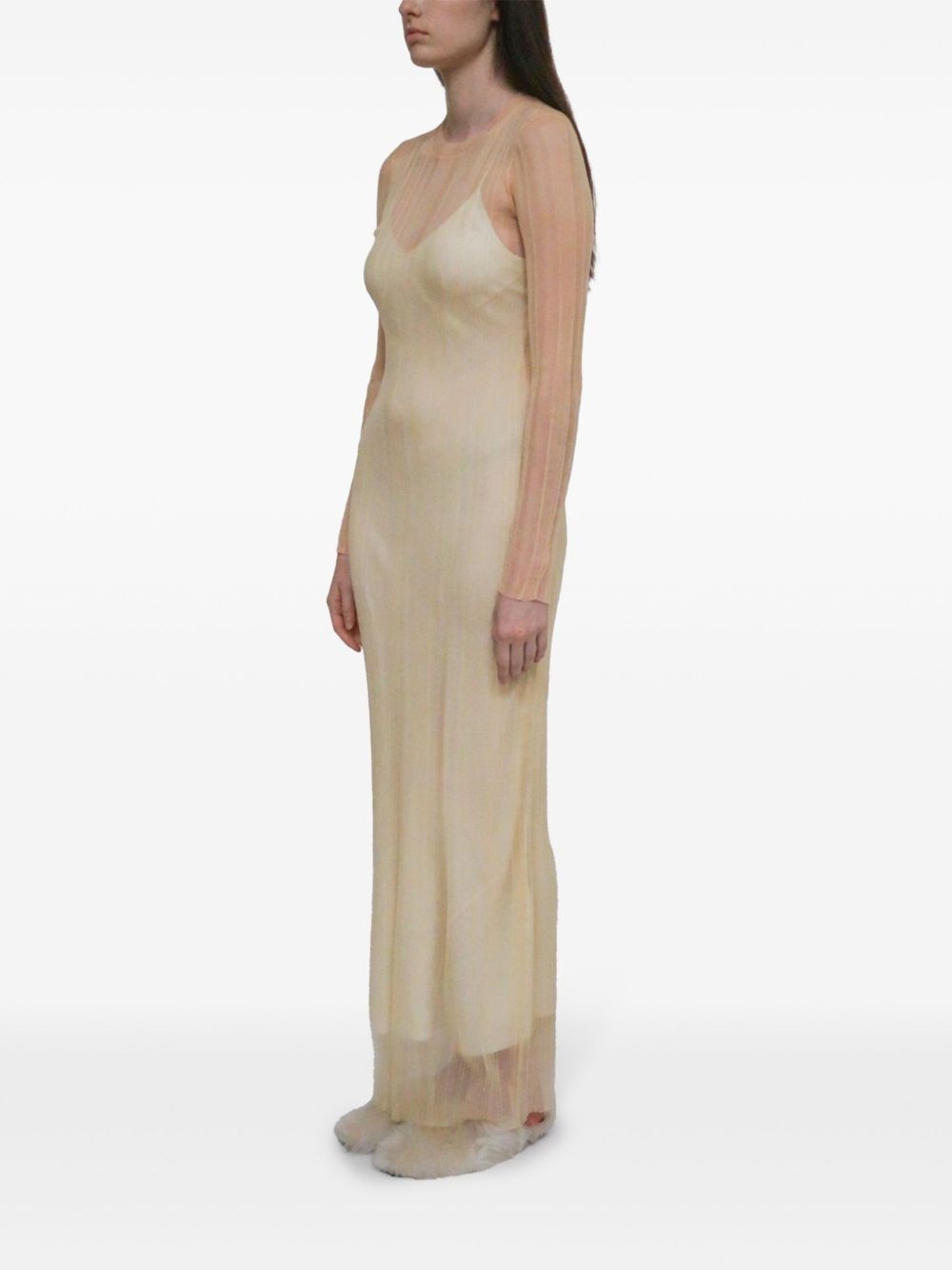 sheer plissé dress - 4