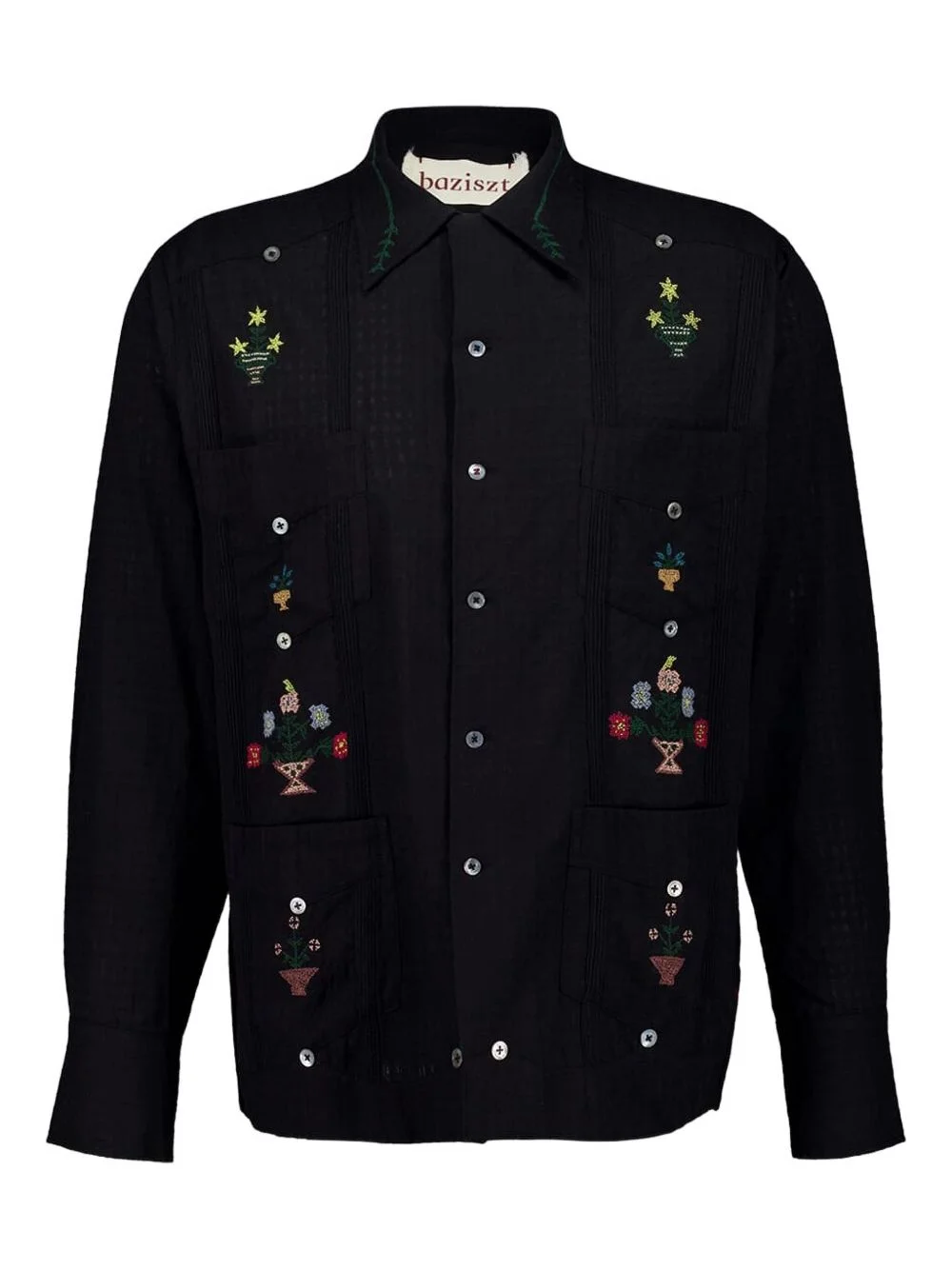 embroidered long-sleeve shirt - 1