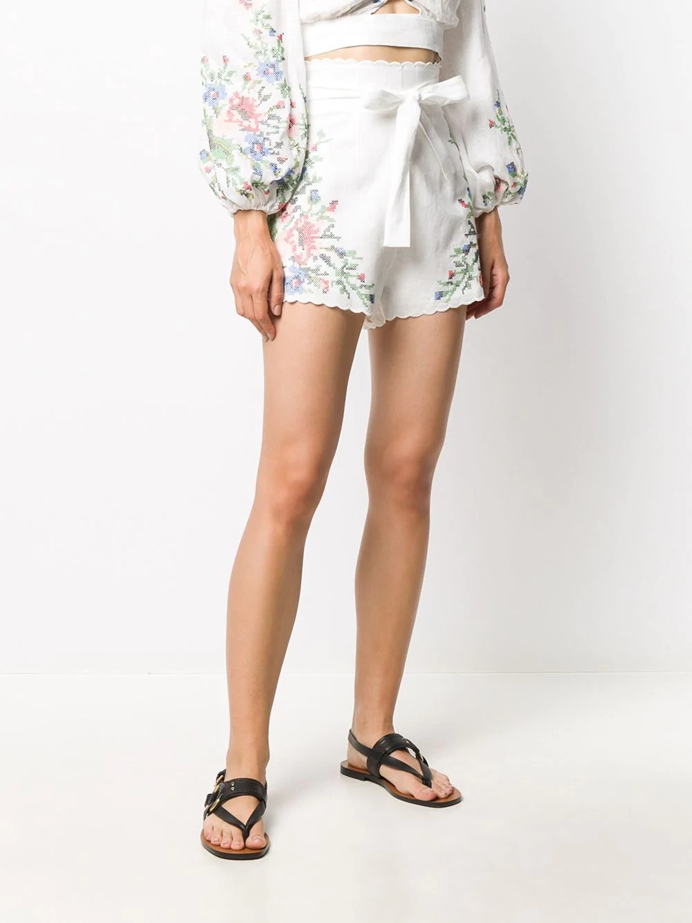 floral embroidered shorts - 3