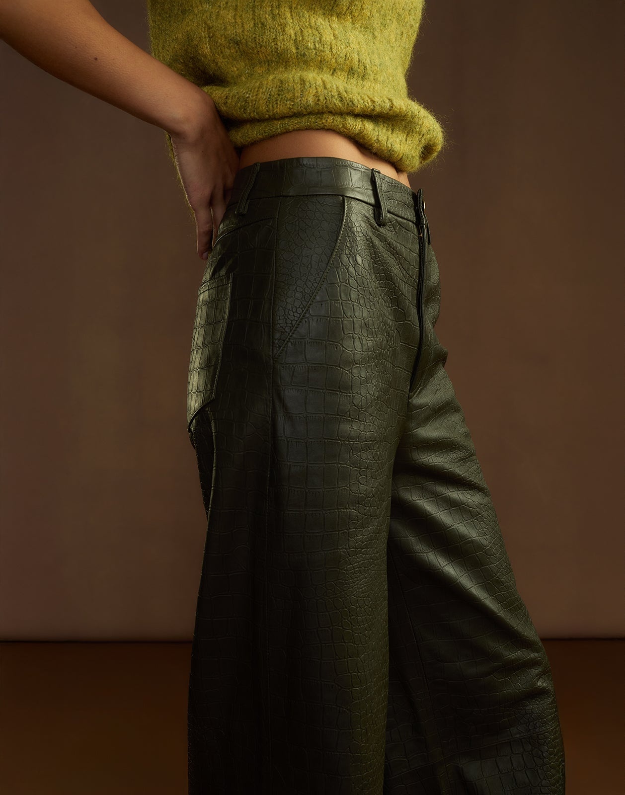 Embossed Leather Pants - 7
