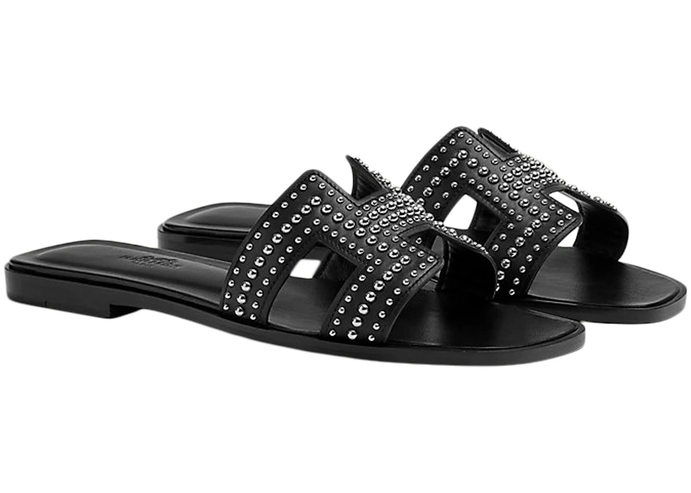 Hermes Oran Sandal Stud Noir Calfskin Leather - 2