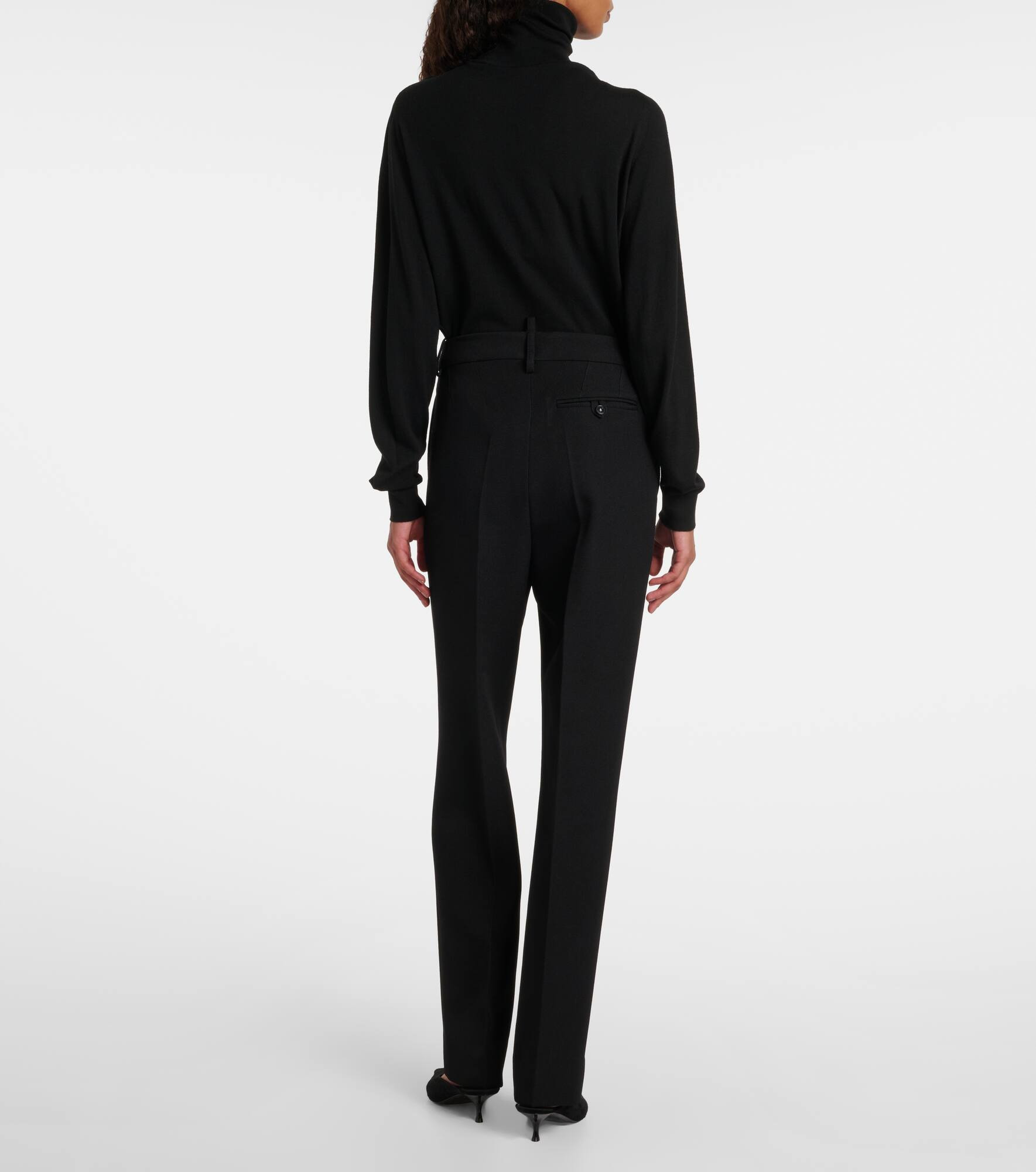 High-rise virgin wool straight pants - 3