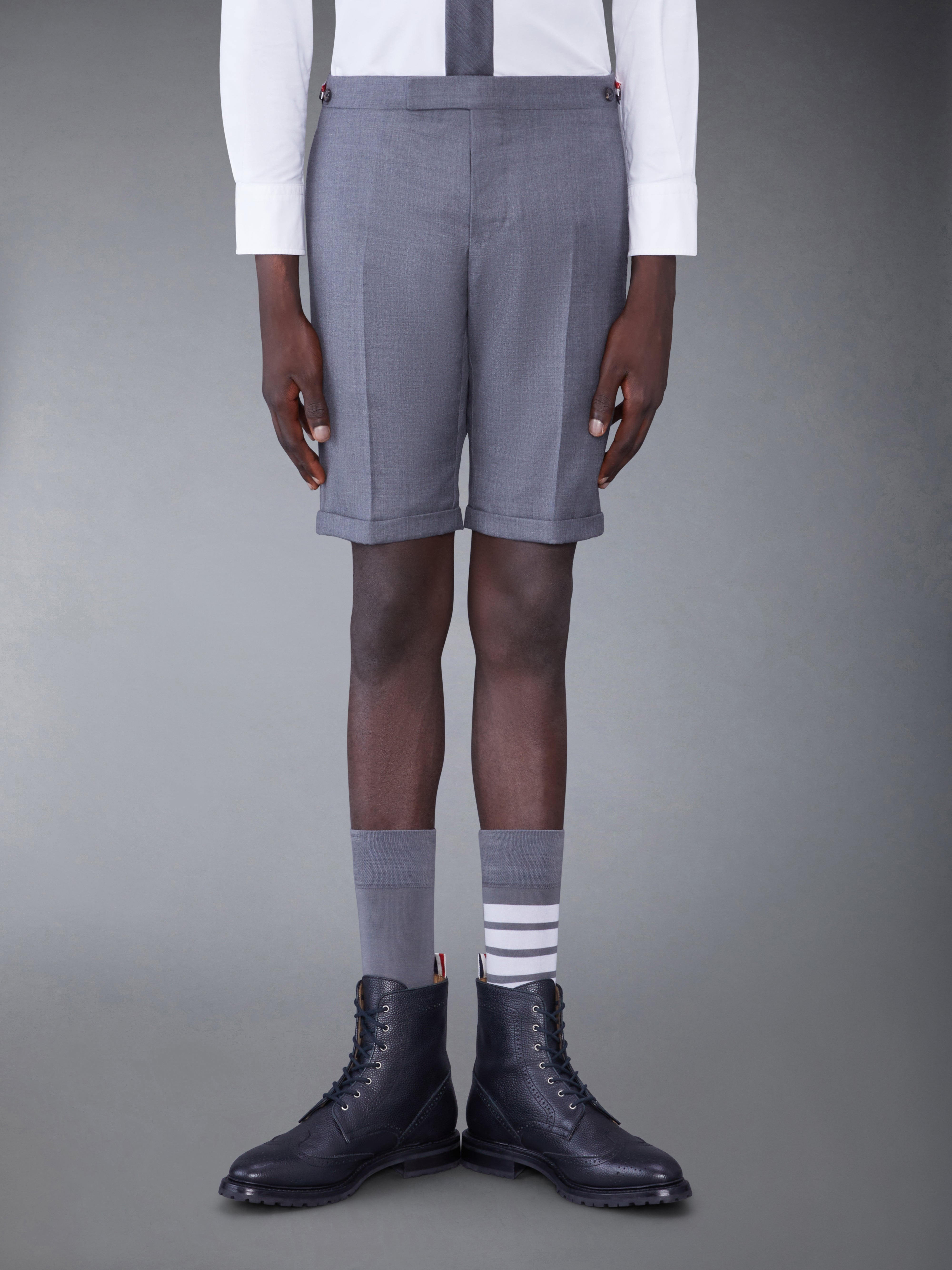 TWILL WOOL LOW RISE SKINNY SHORTS - 1