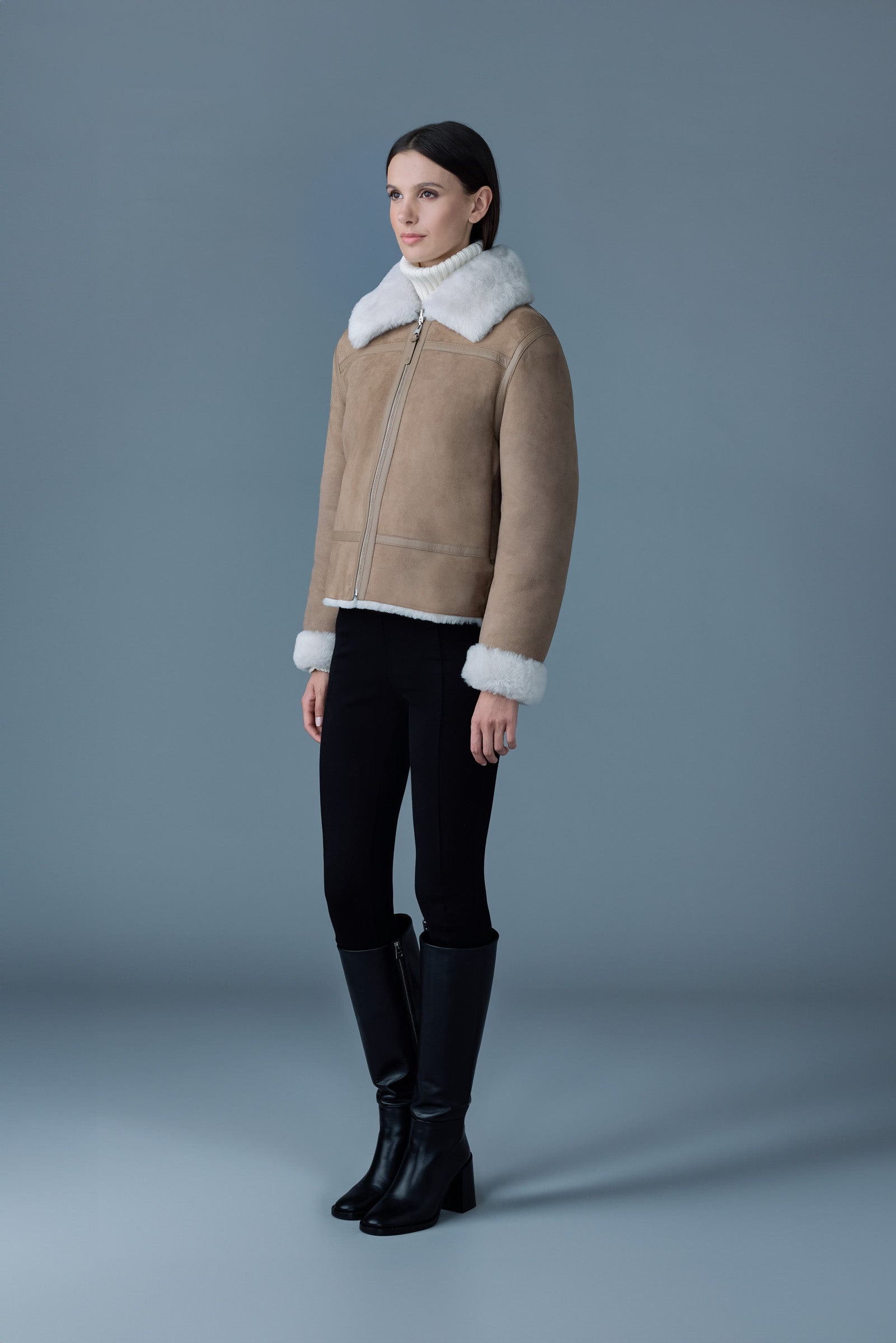 BETTY 2-in-1 reversible leather shearling jacket - 4
