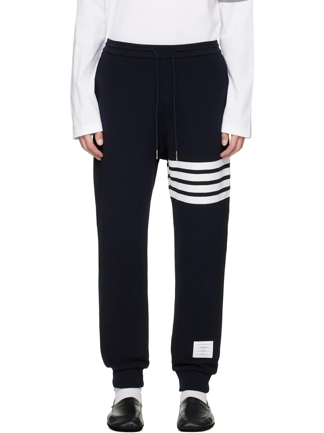 Navy 4-Bar Ottoman Sweatpants - 1