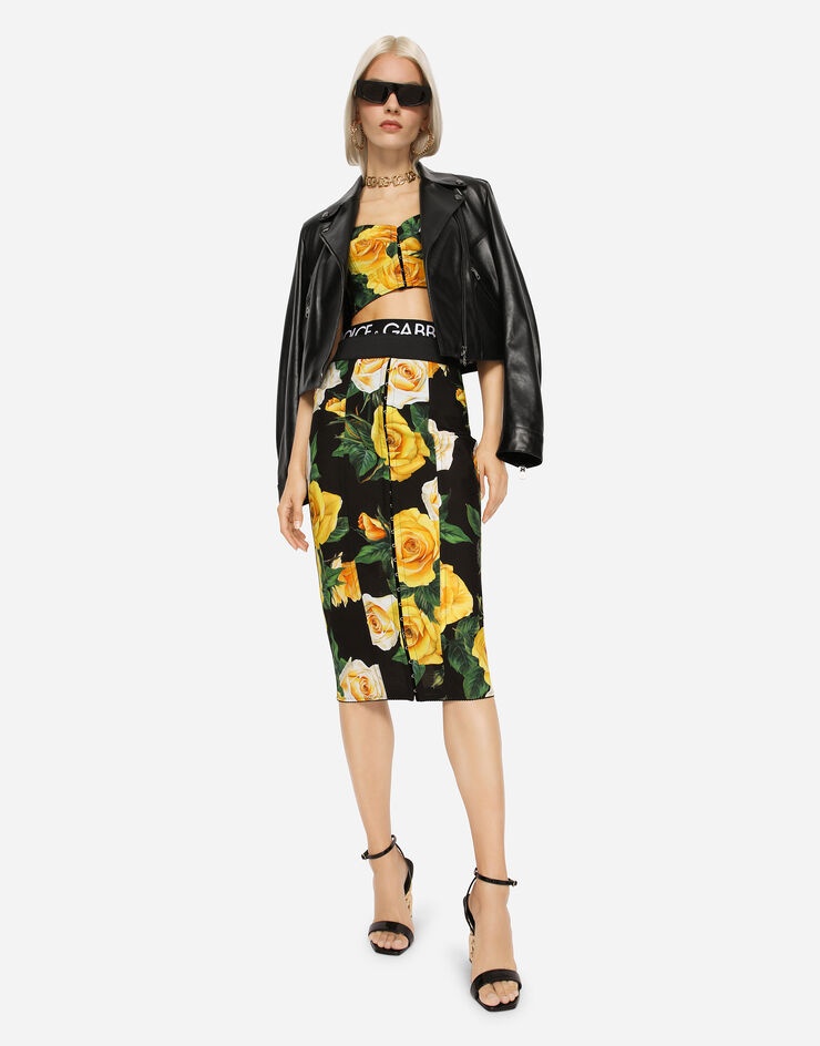 Marquisette top with yellow rose print - 5