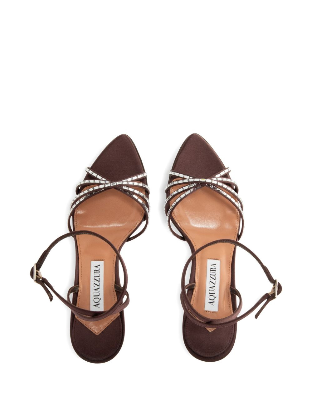 crystal-embellished satin sandals - 3