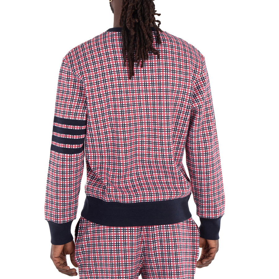 Thom Browne Men's Cotton Check Jacquard 4-Bar Sweatshirt - 6