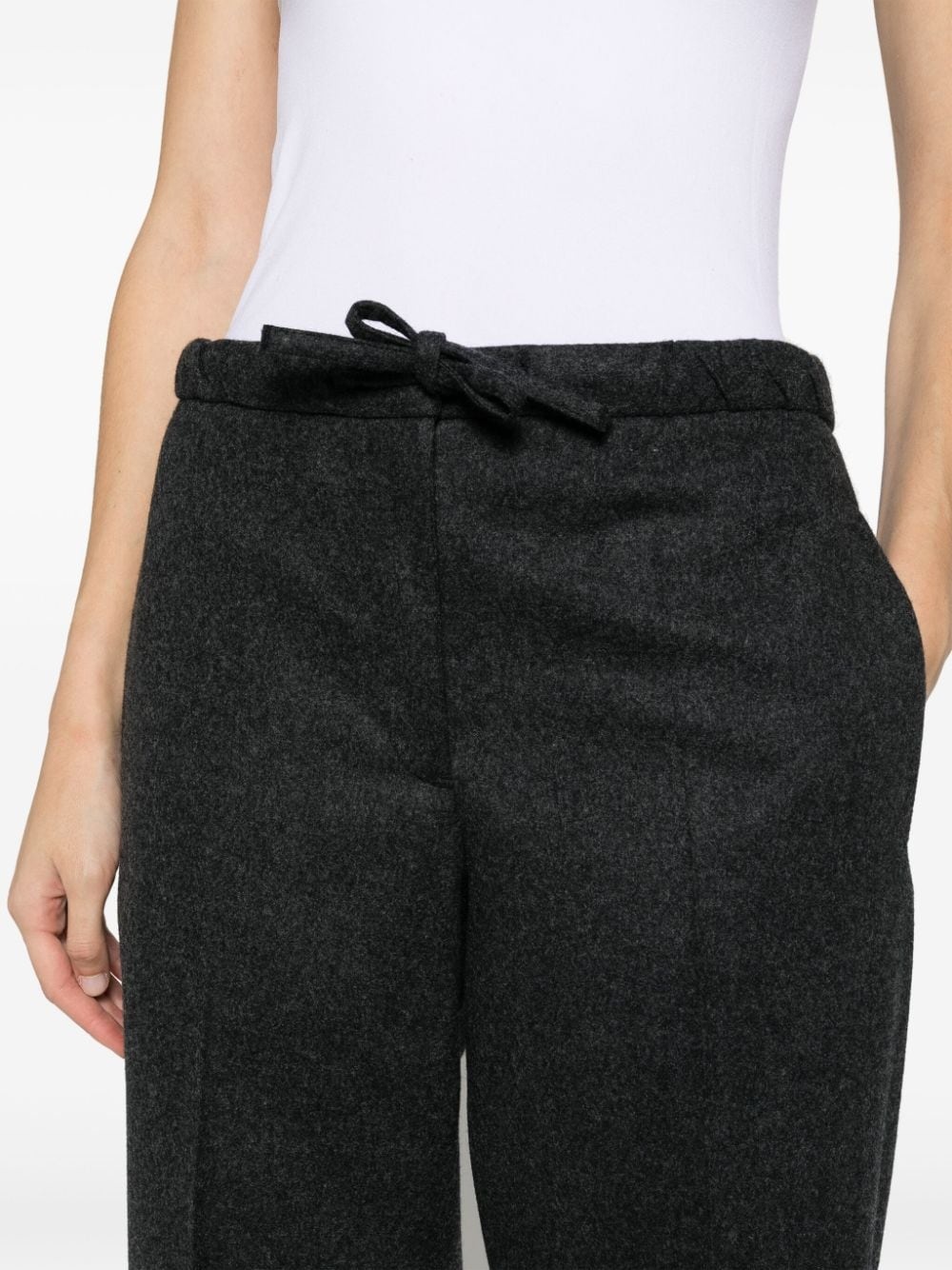 drawstring wool trousers - 5