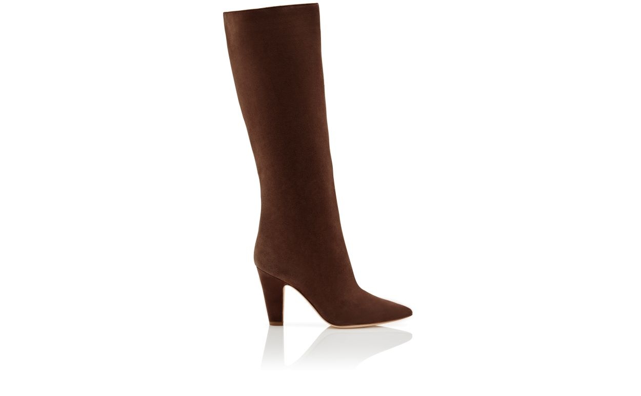 Brown Suede Knee High Boots - 1