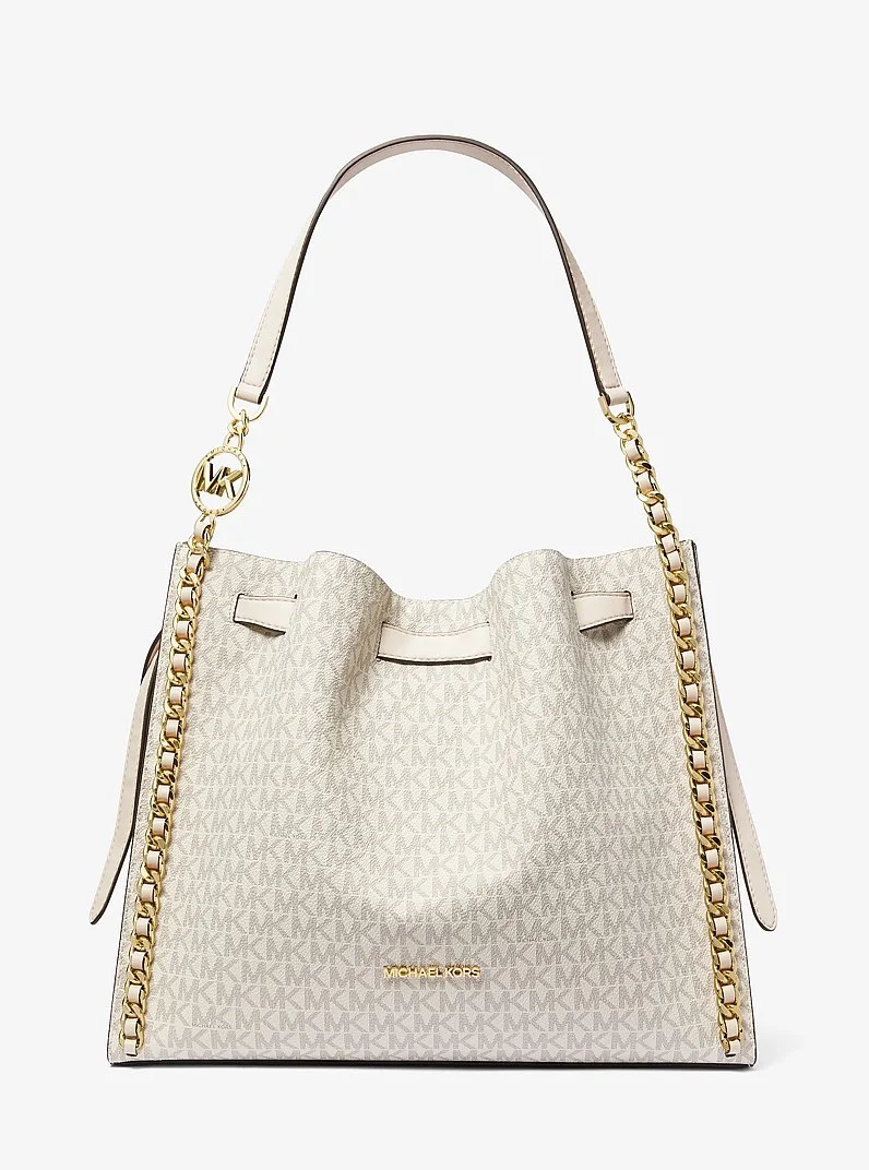 Mina Large Signature Logo Chain Shoulder Bag - 1