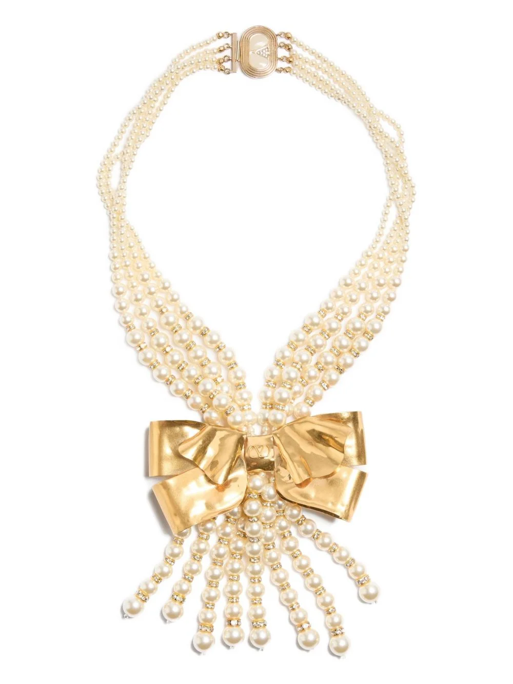 bow-pendant pearl necklace - 1