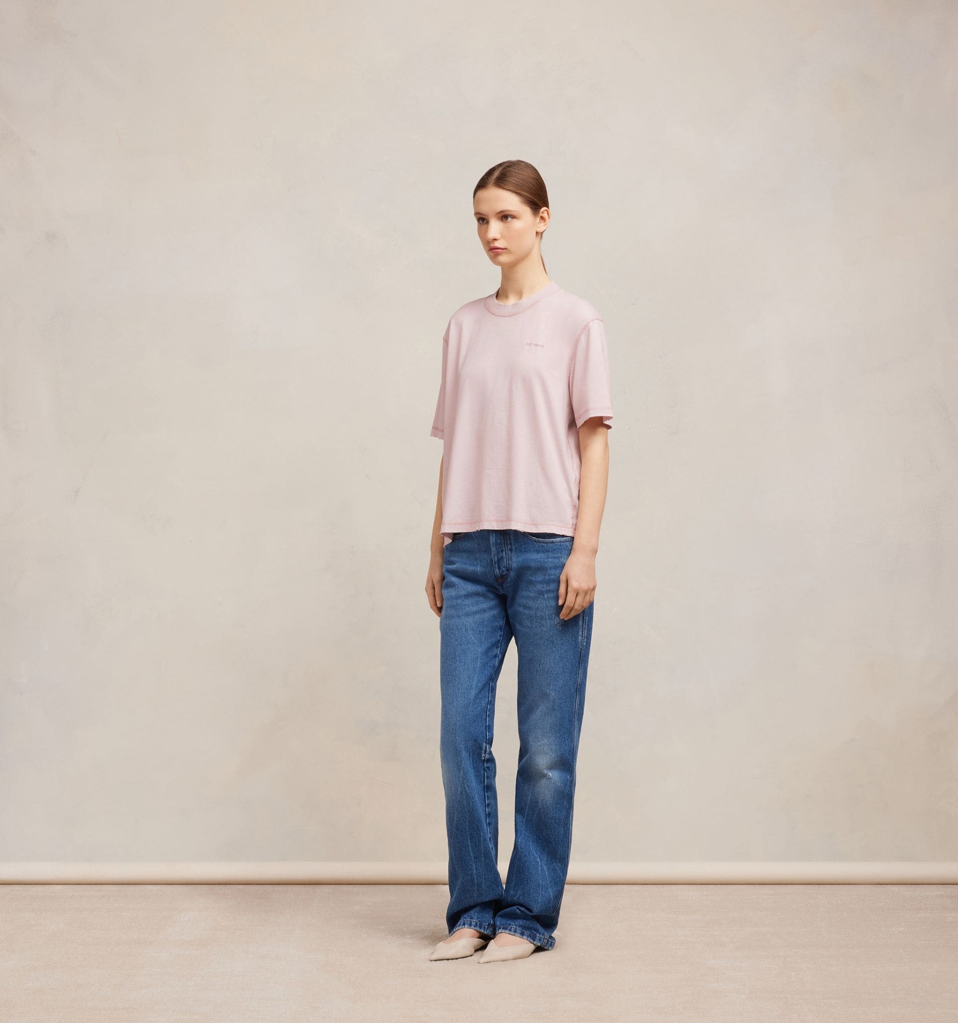 【関税込み】AMI Paris ネイビー Fade Out Tシャツ AMI Alexandre Mattiussi アミ クルーネックTシャツ FADE OUT