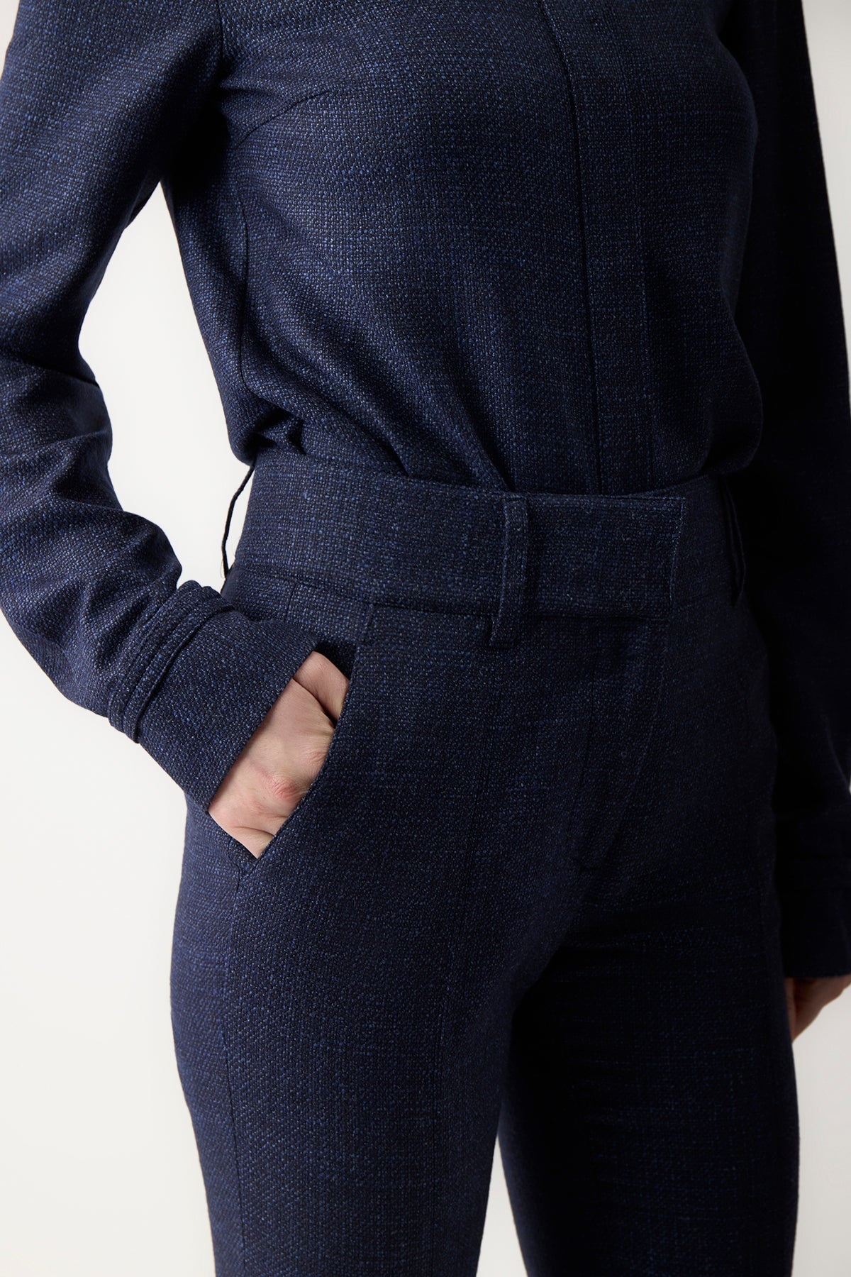 Rhein Pant in Dark Navy & Black Virgin Wool - 5
