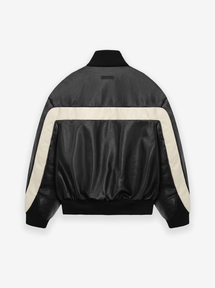 Leather Moto Stripe Bomber - 2