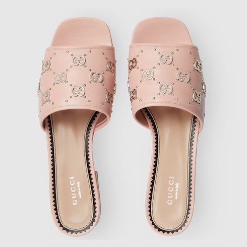 Gucci Interlocking G Studs Slide Sandals - 3