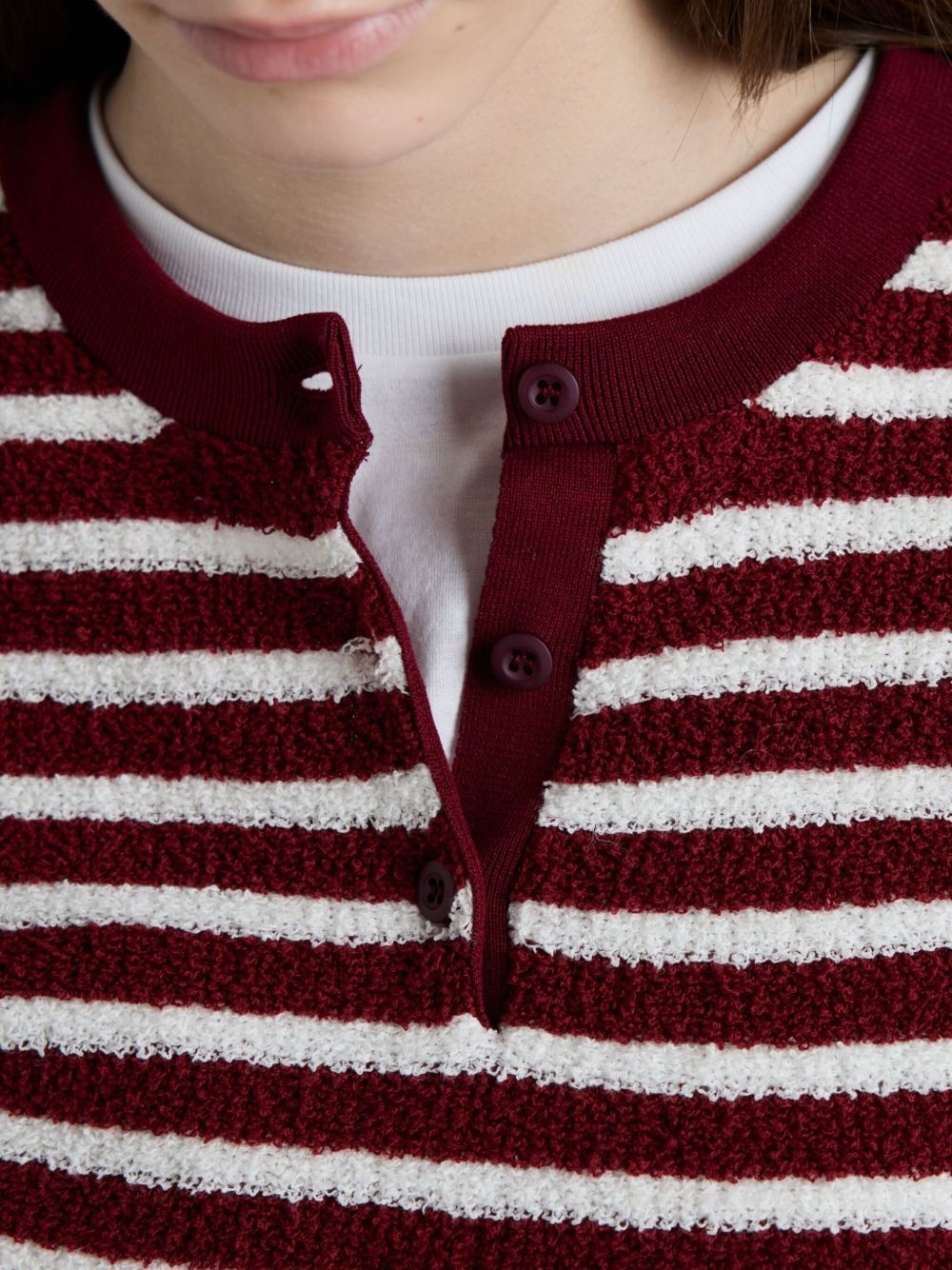 cotton bouclé polo top - 4