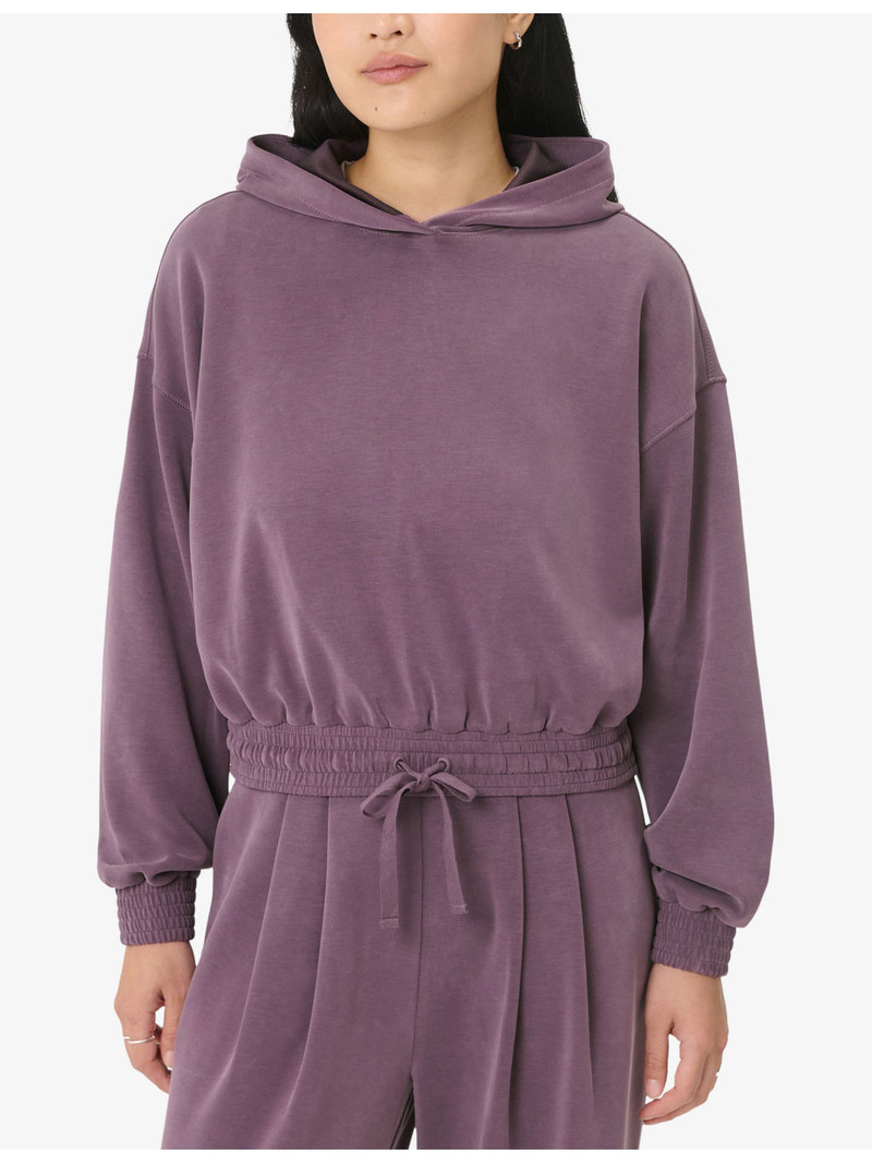 Sand Wash CloudWeight Cropped Stretch-Jersey Hoody 3