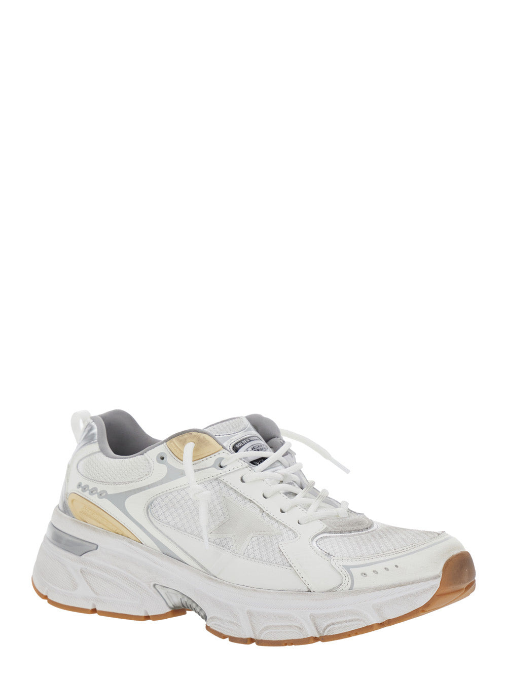Golden Goose Men 'Lightstar' White Low Top Sneakers With Logo Patch On The Tongue And Logo Lettering - 2