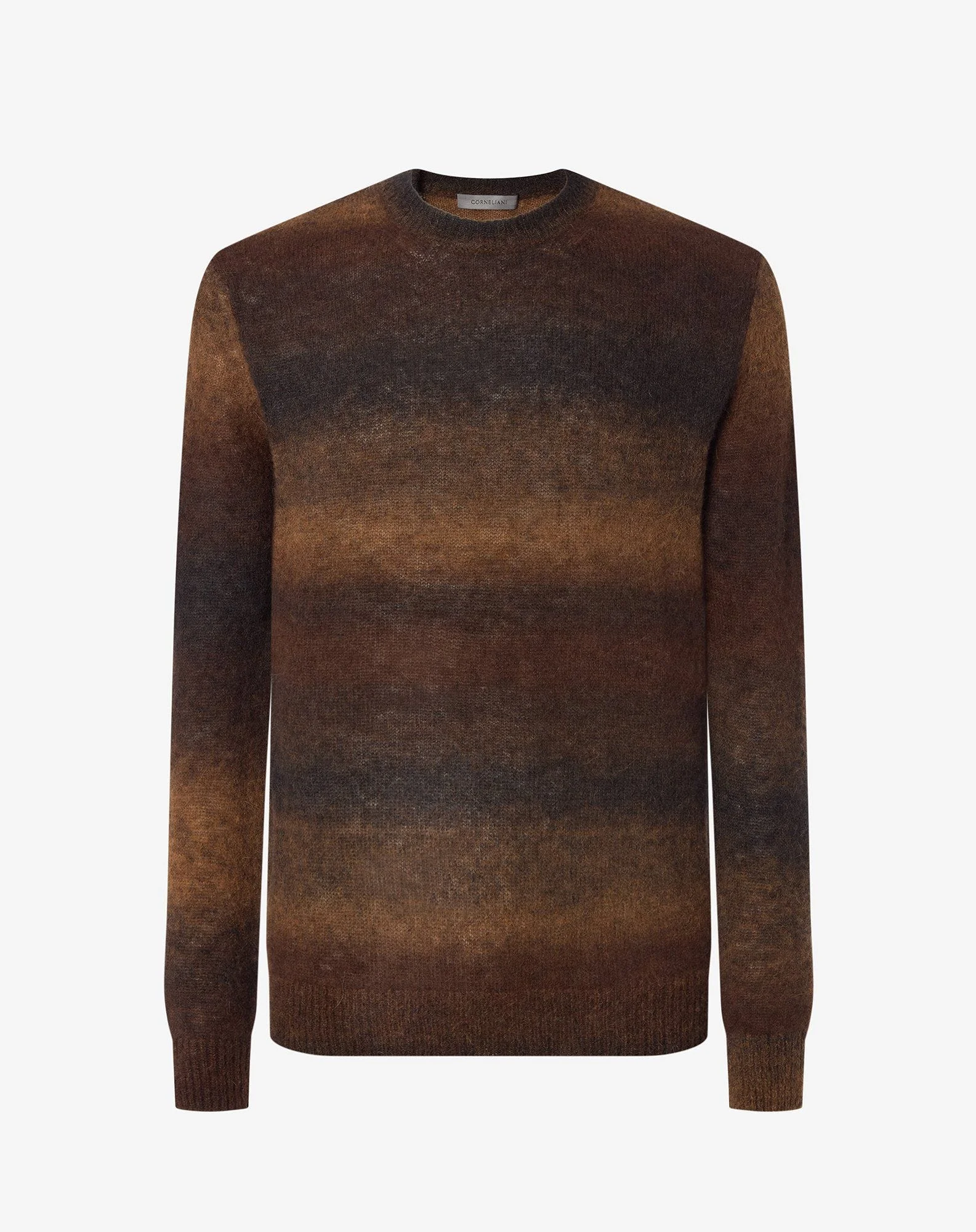 Brown long-sleeved crew neck jumper made from alpaca blend - 1