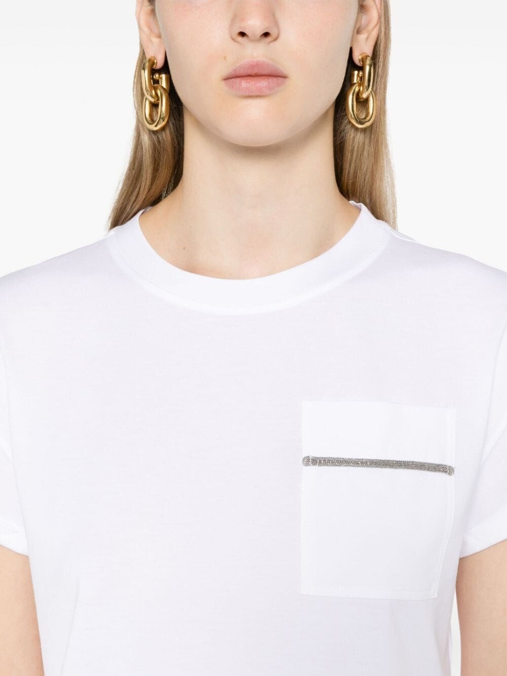 【関税込み】BRUNELLO CUCINELLI Shiny Pocket Detail' T-shirt Brunello Cucinelli T-Shirt With Shiny Pocket Detail