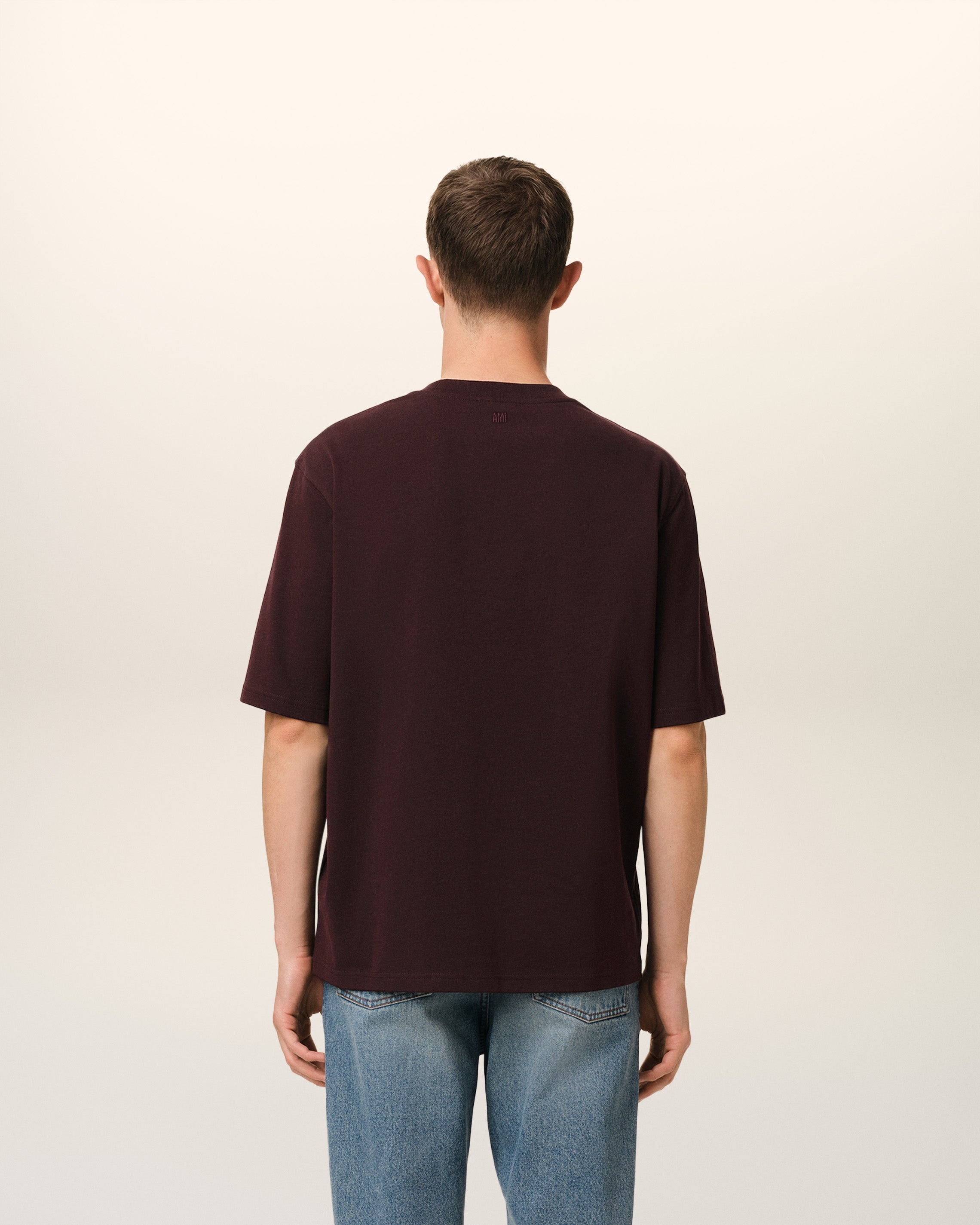 BURGUNDY COTTON TONAL AMI DE COEUR T-SHIRT - 5
