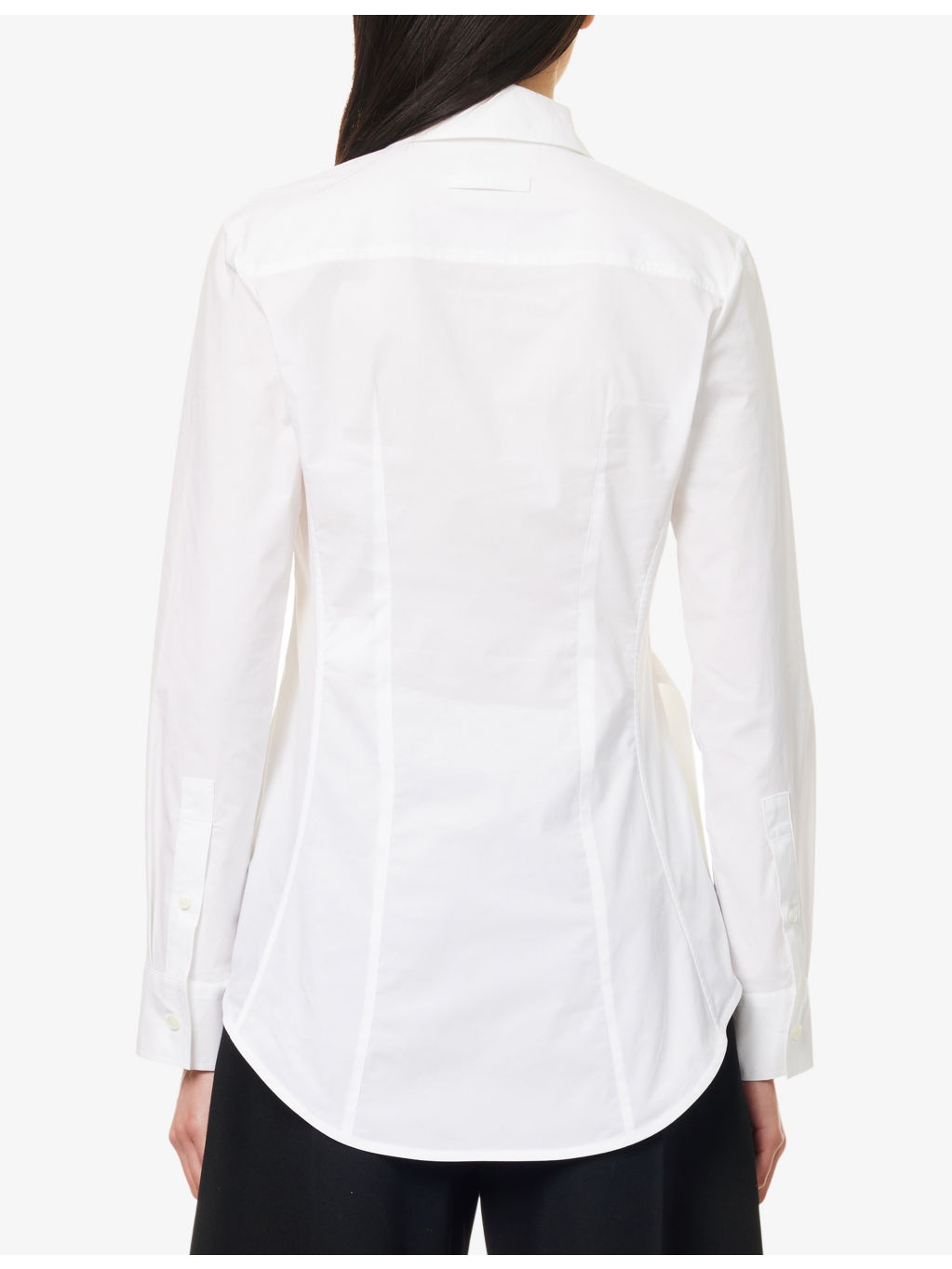 Strap-Trim Long-Sleeves Stretch-Cotton Shirt - 4