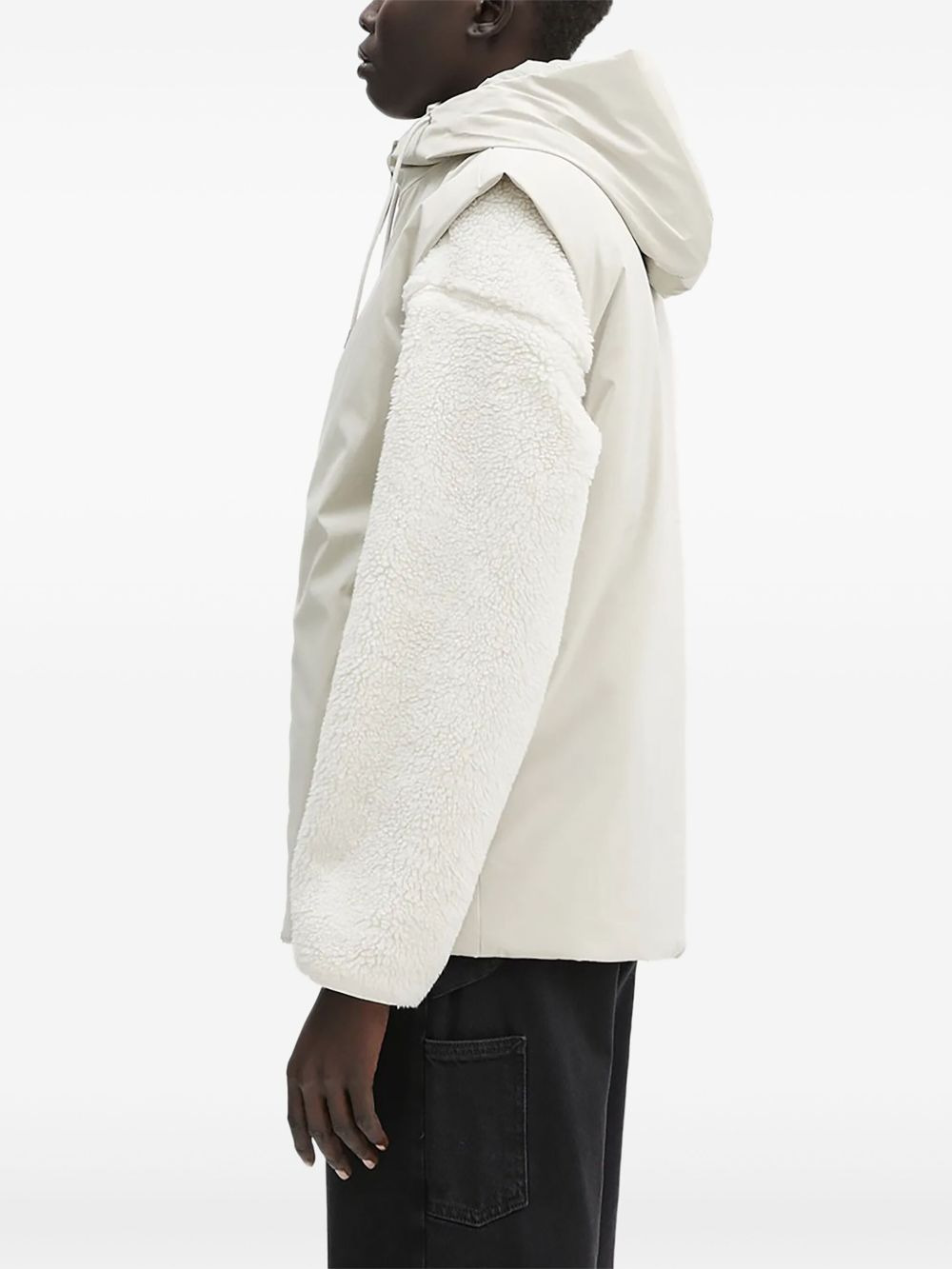 hooded fleece-sleeve jacket - 2
