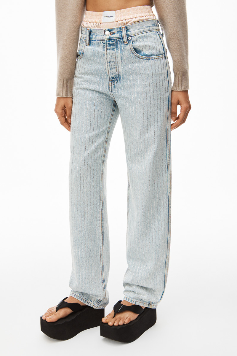 CRYSTAL STRIPE SKATER PANT IN DENIM 3