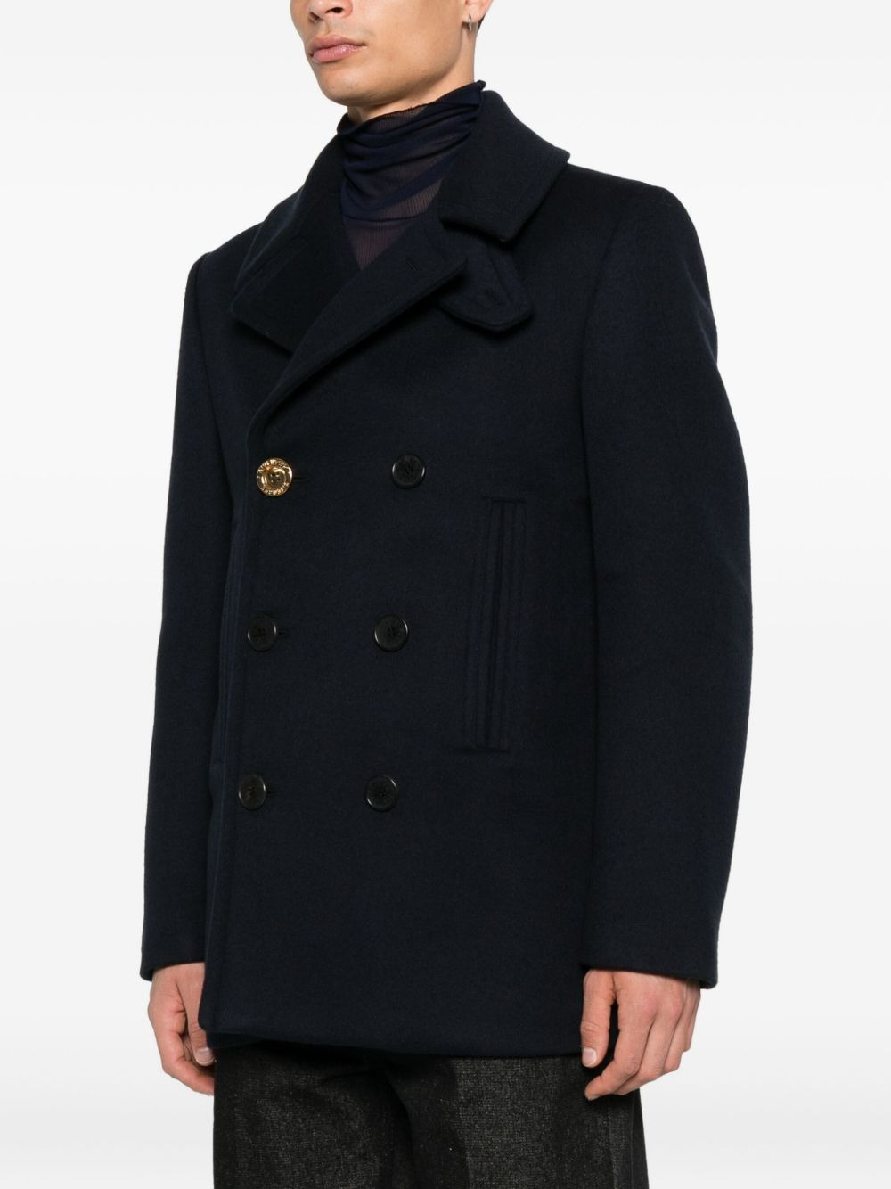double-breasted gold-button peacoat - 3