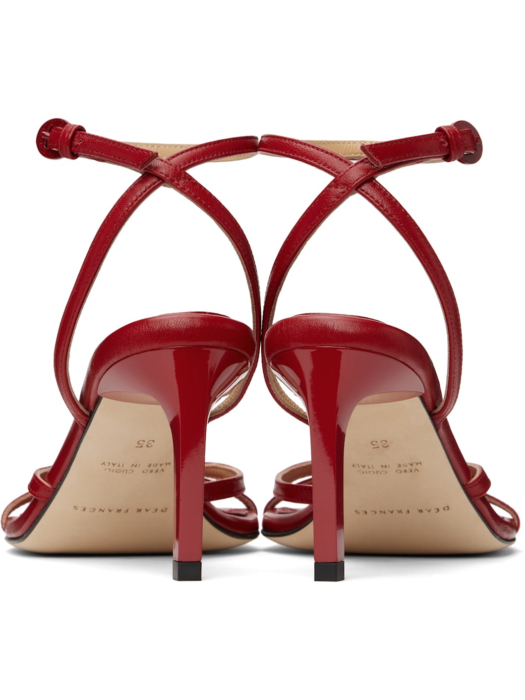 Red Criss Leather Heeled Sandals - 2