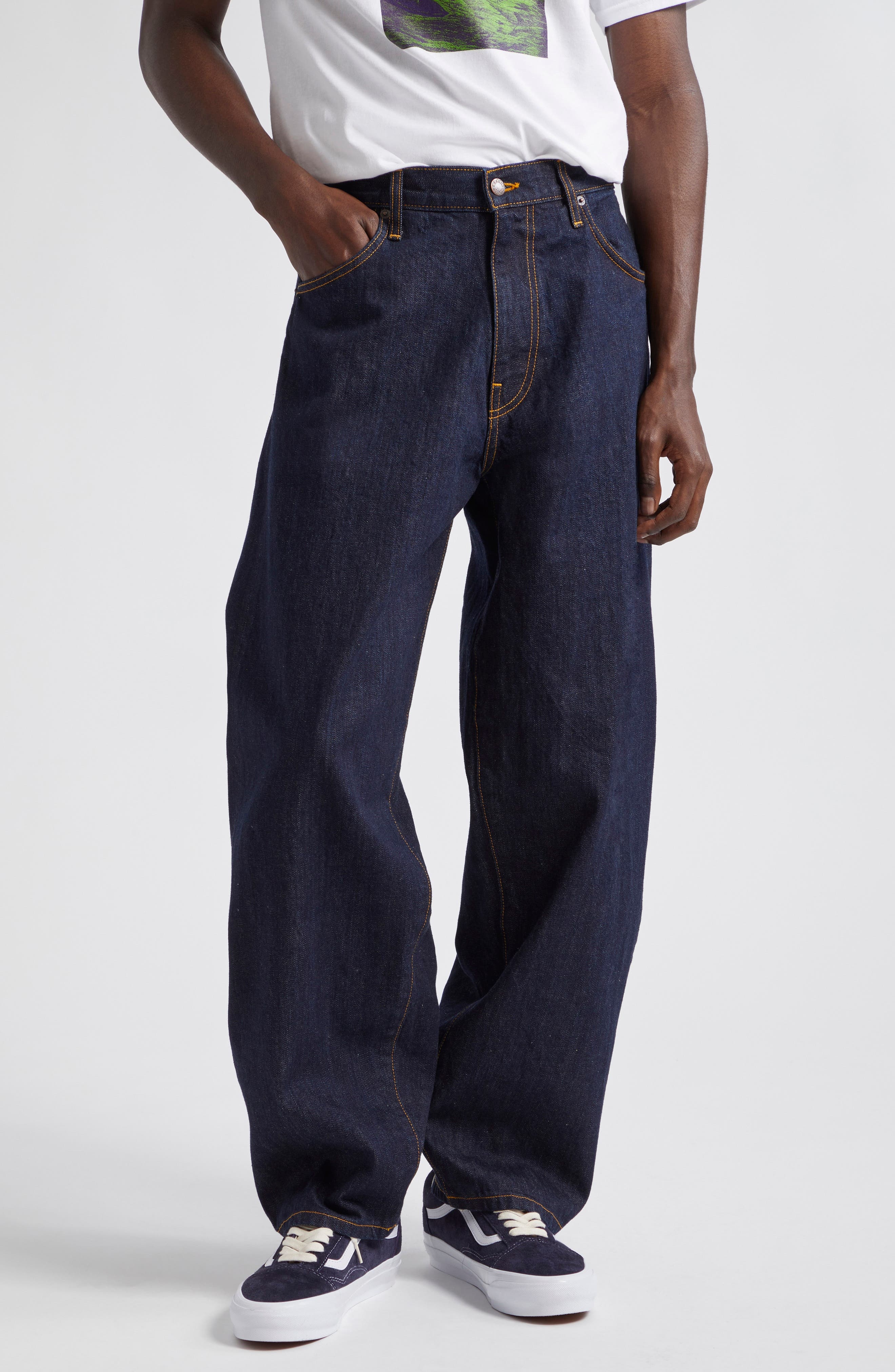 Nonstretch Denim Stovepipe Jeans - 1